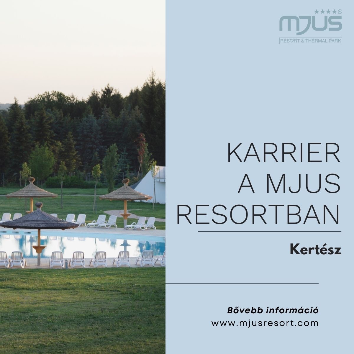 MJUS Resort Facebook ad: Kertész állás részletek és jelentkezés
