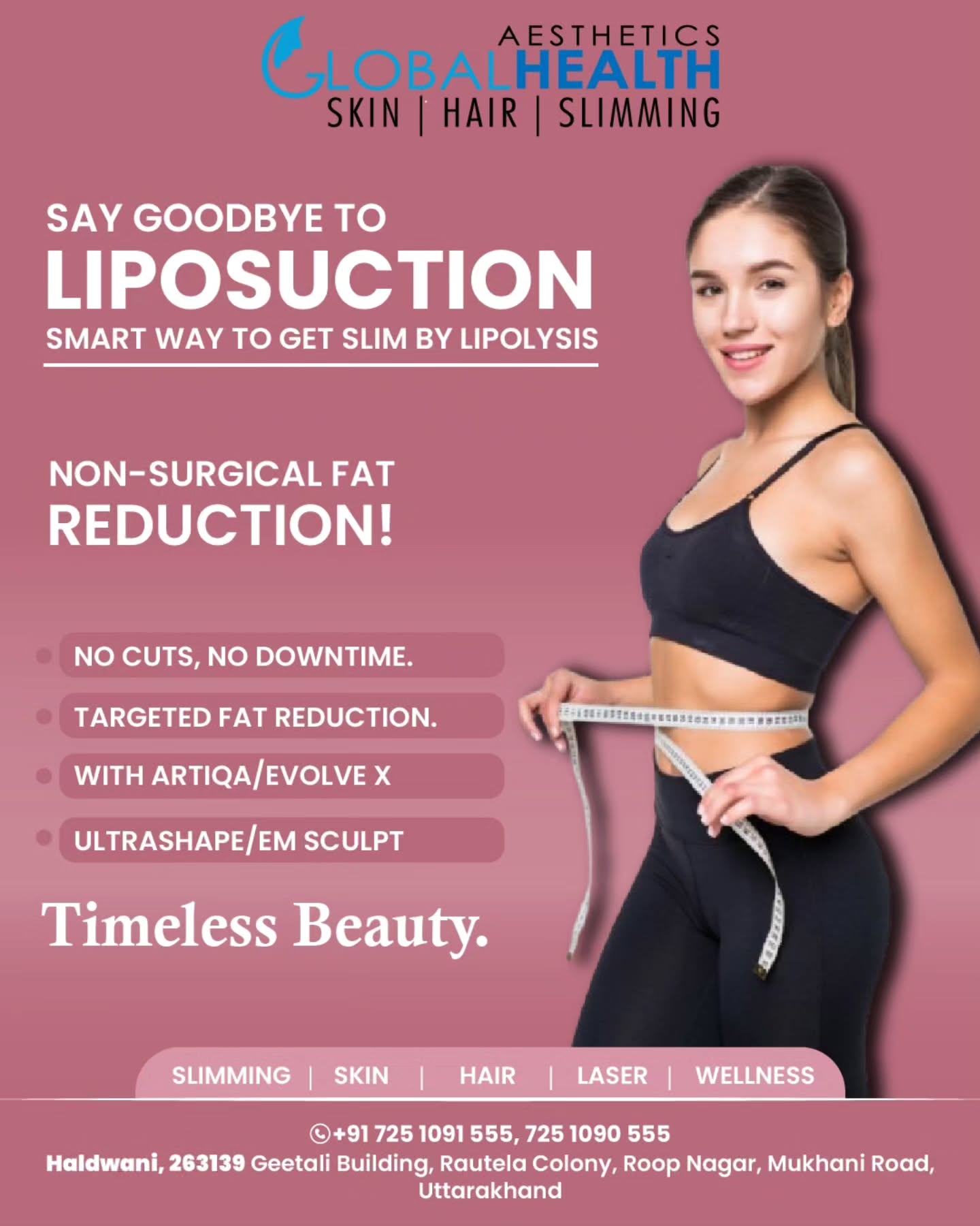 globalhealthaesthetics Facebook ad: Say NO to Liposuction, Say YES to Lipolysis.
