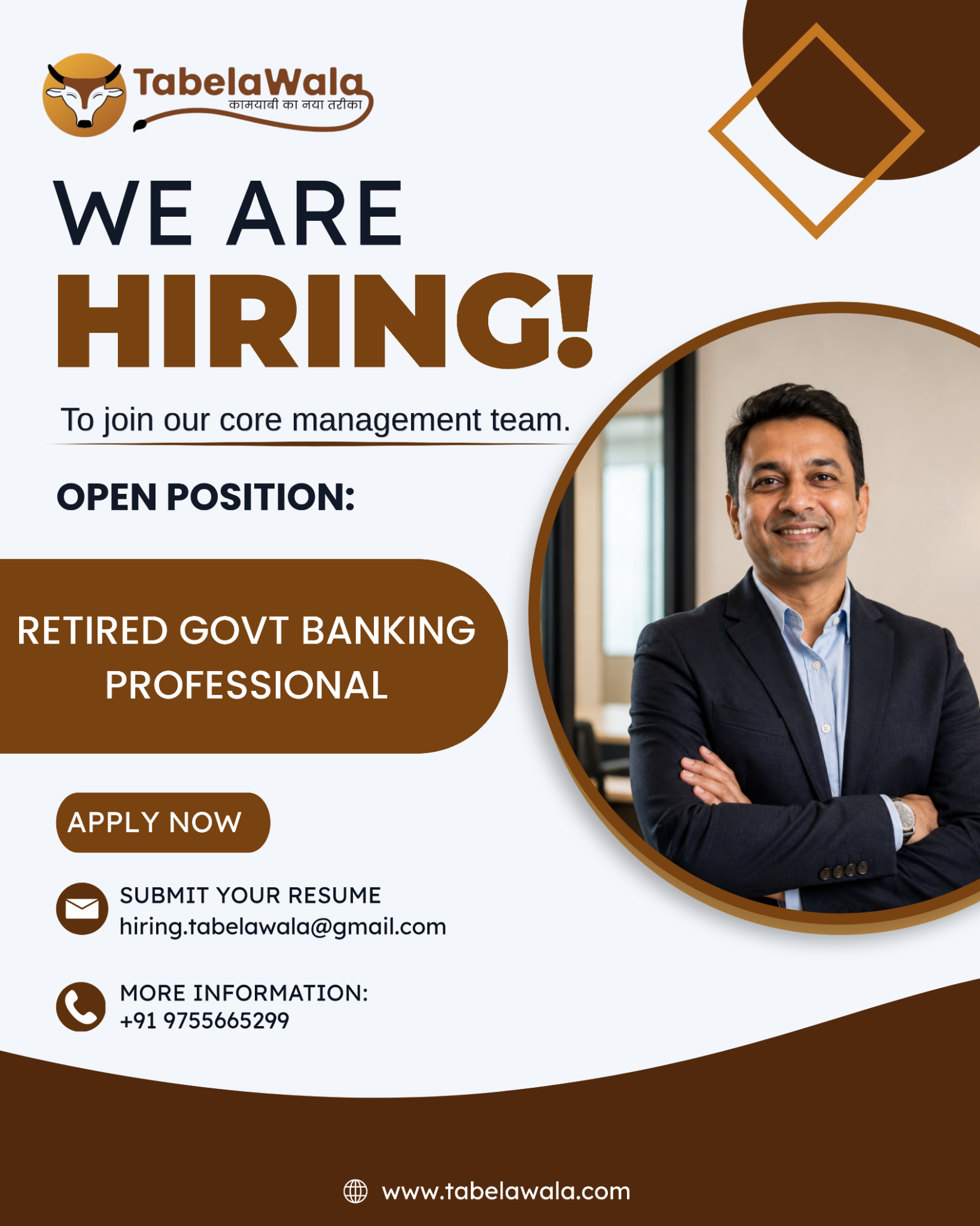 TabelaWala Franchise Facebook ad: Retired Banking Professionals Wanted at TabelaWala