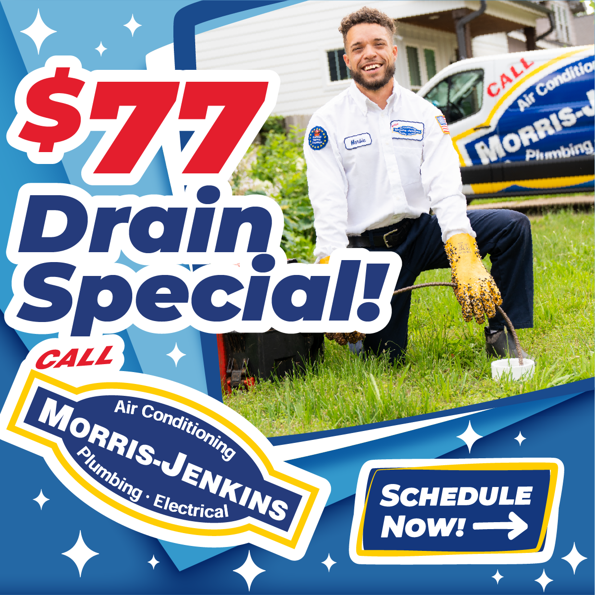 Morris-Jenkins Facebook ad: $77 Drain Special!