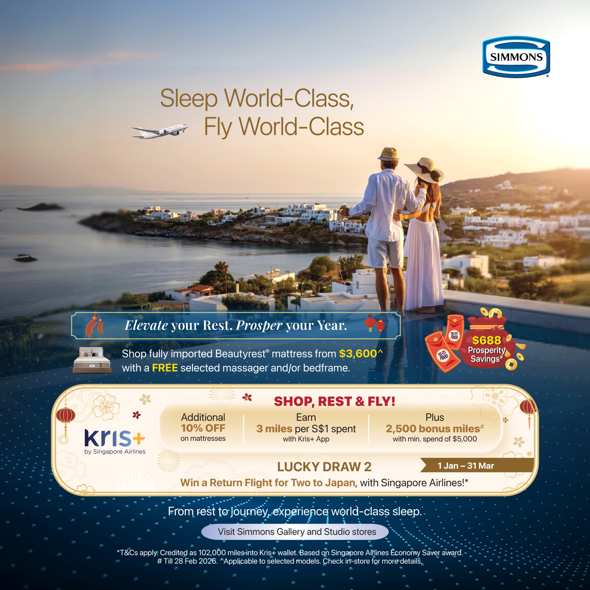 Simmons Singapore Facebook ad: Win a Return Flight for Two to Japan on Singapore Airlines!