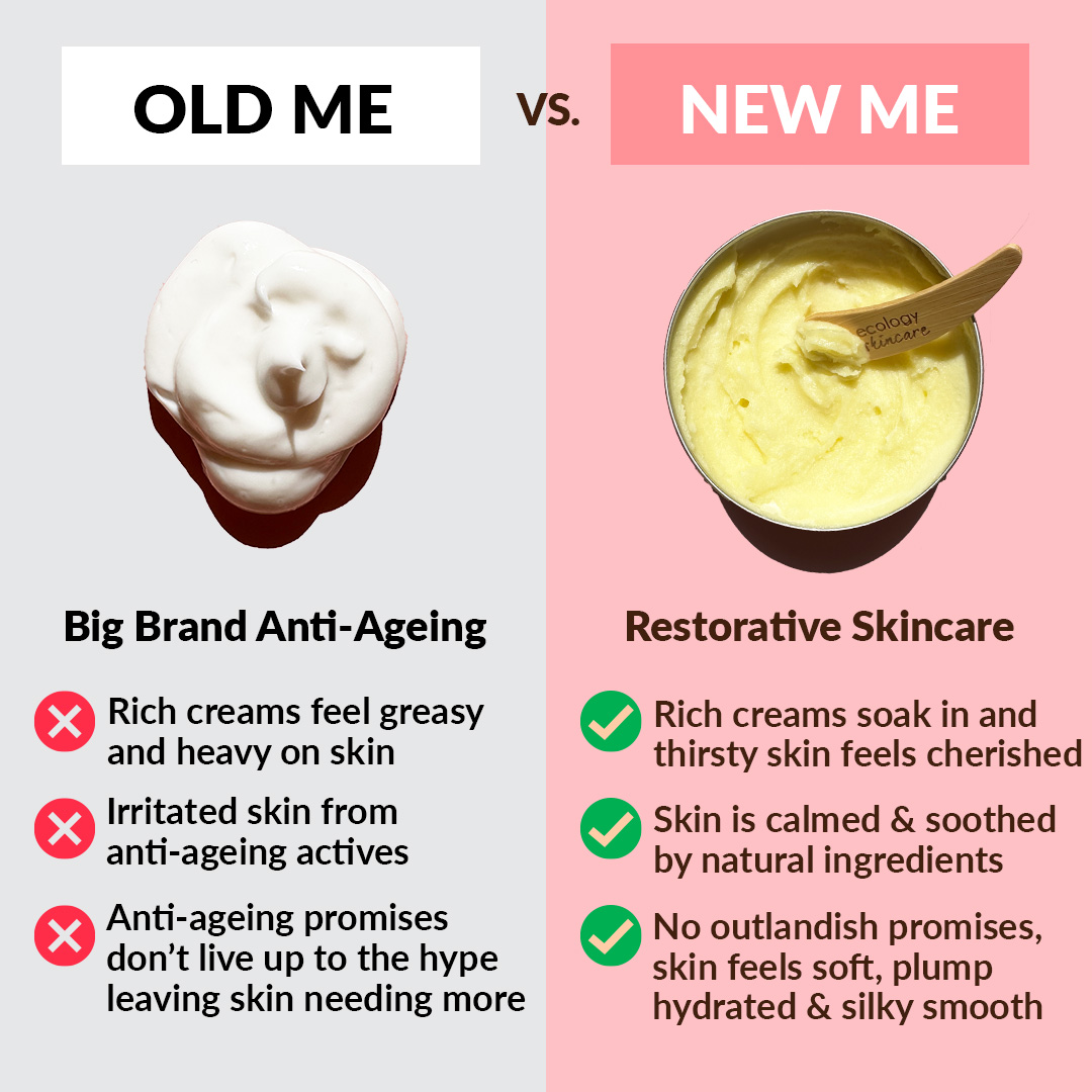 Ecology Skincare Facebook ad: Over 50's skin is thirsty for these Five Essentials to…
