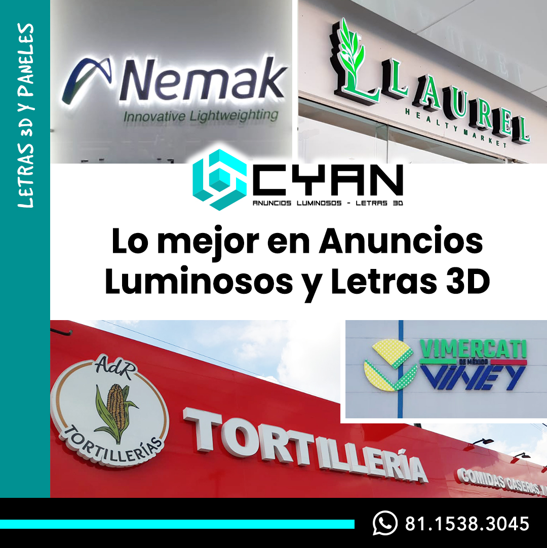 Cyan Graphic Anuncios Luminosos y Letras 3D Facebook ad: Letras 3D y paneles, anuncios Luminosos, somos fabricantes…