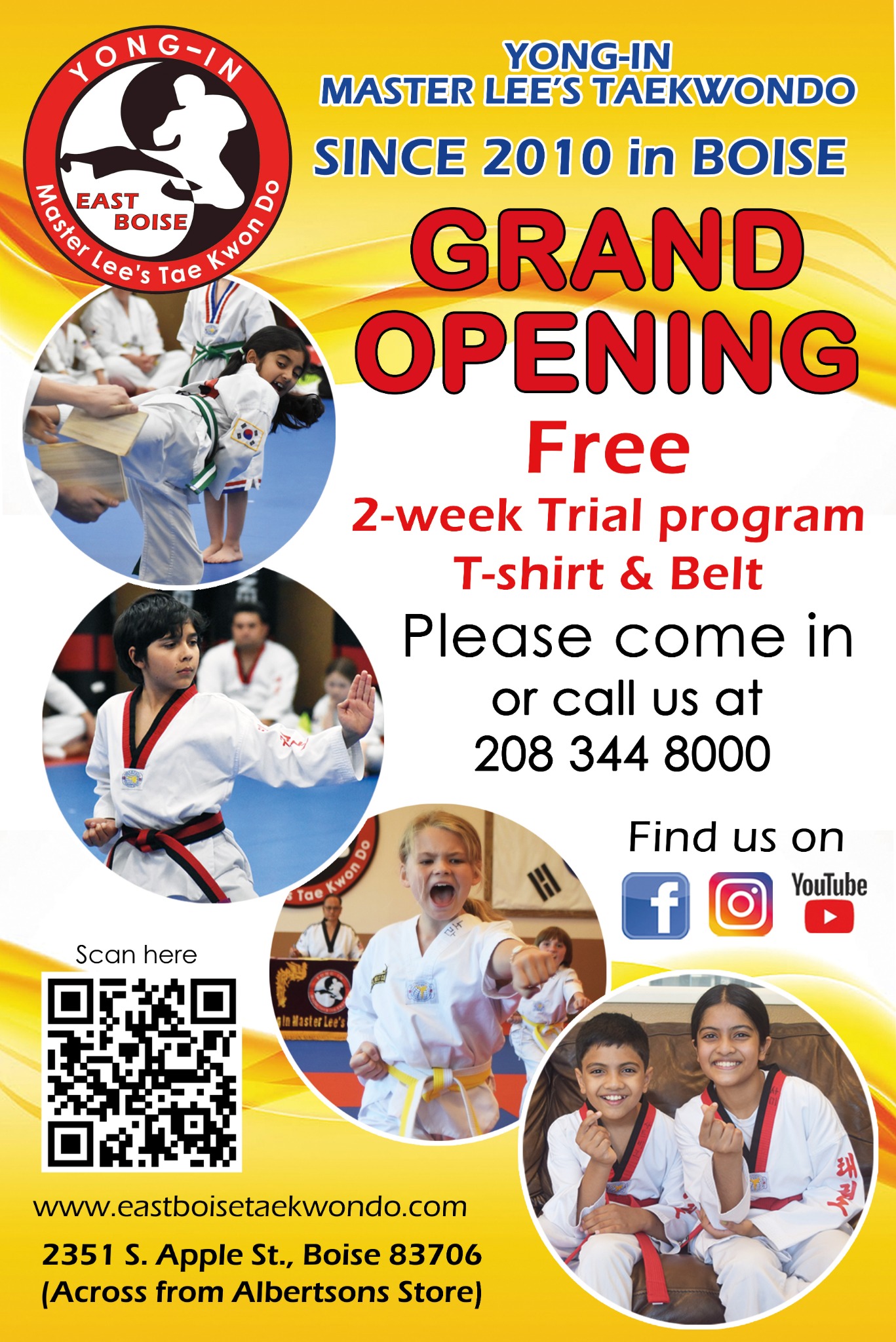 Yong-In Master Lee's Taekwondo East Boise Facebook ad: FREE 2 Weeks of Classes with a T-Shirt!