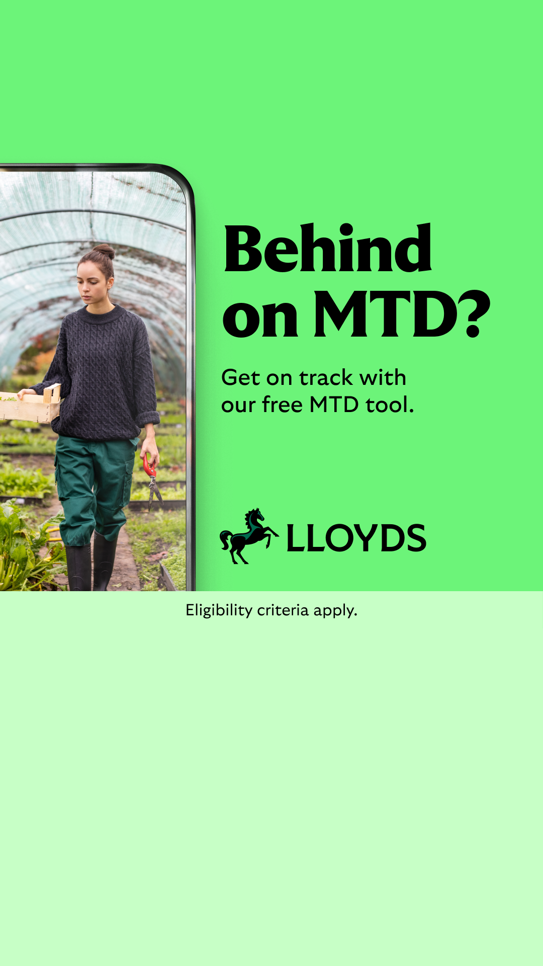 Lloyds Bank Business Facebook ad: Get MTD ready.