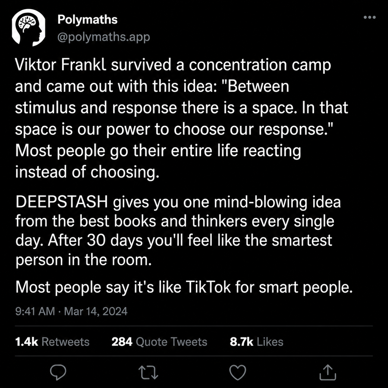 Deepstash Facebook ad