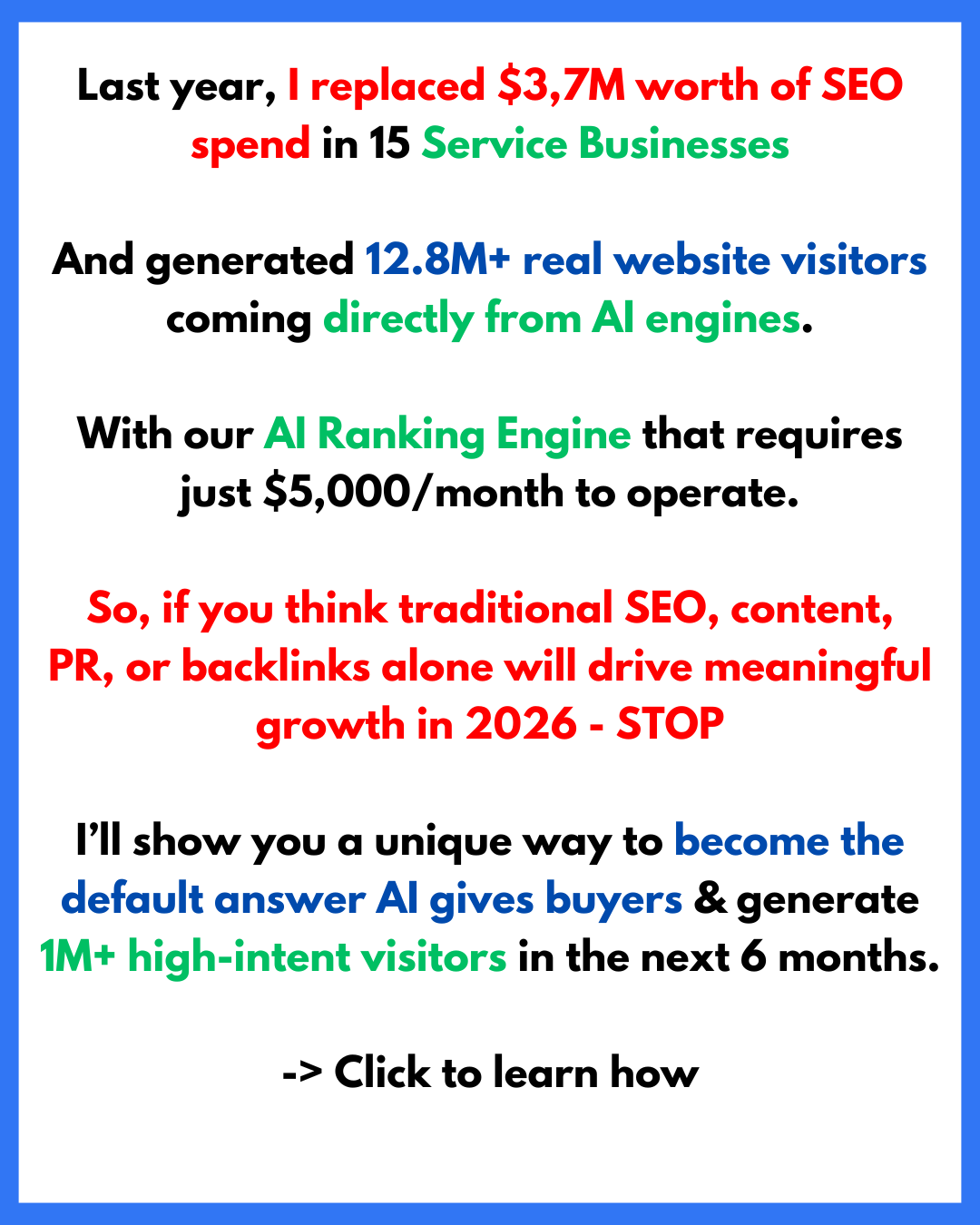 WonderShark.ai Facebook ad: Rank Above Your Top 5 Competitors in AI Answers