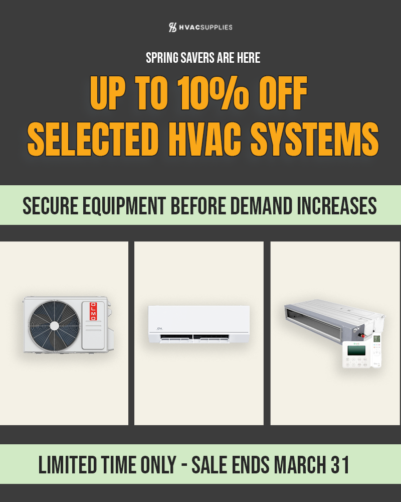 HVACSupplies Facebook ad: Limited Time Big Spring Sale Save Up to 10 Percent