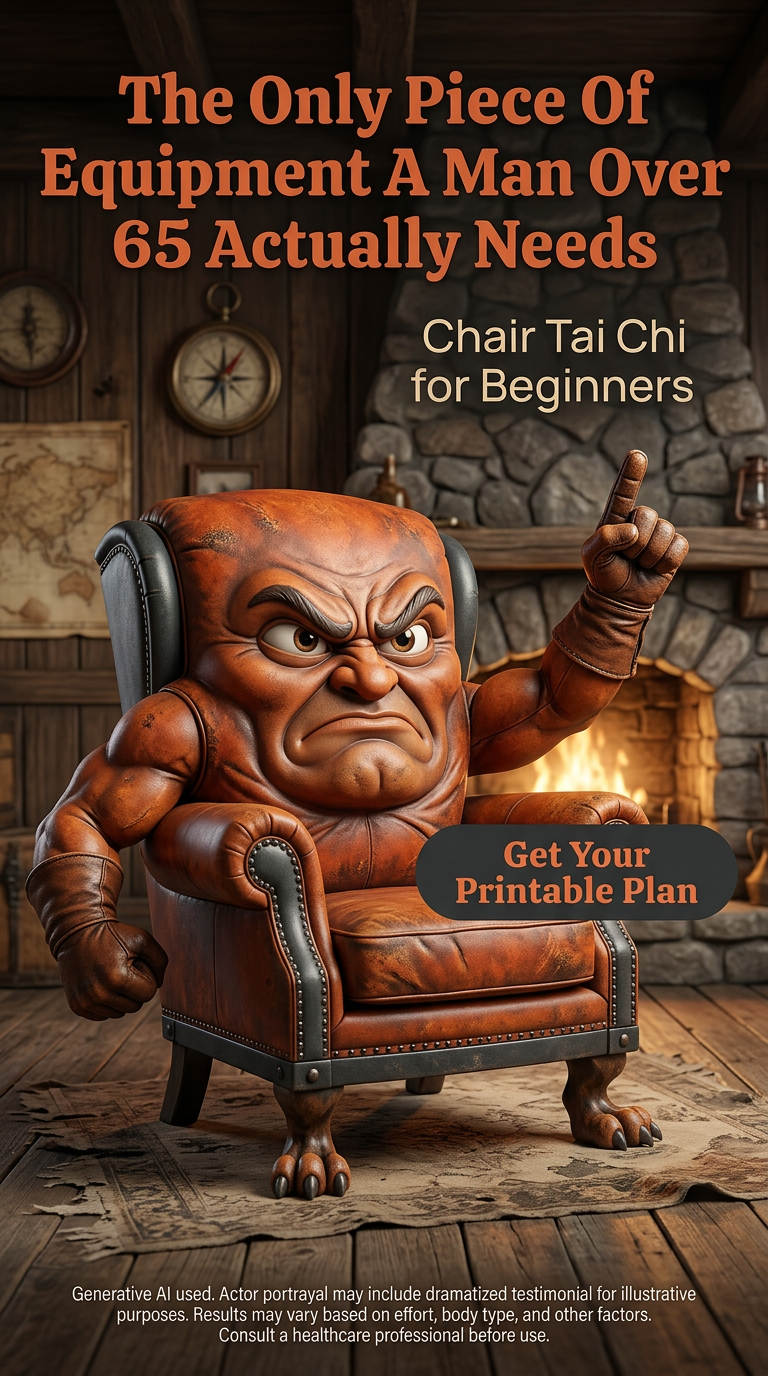 28 Days Chair Tai Chi Challenge Facebook ad: 7 min practice. Real-world strength.