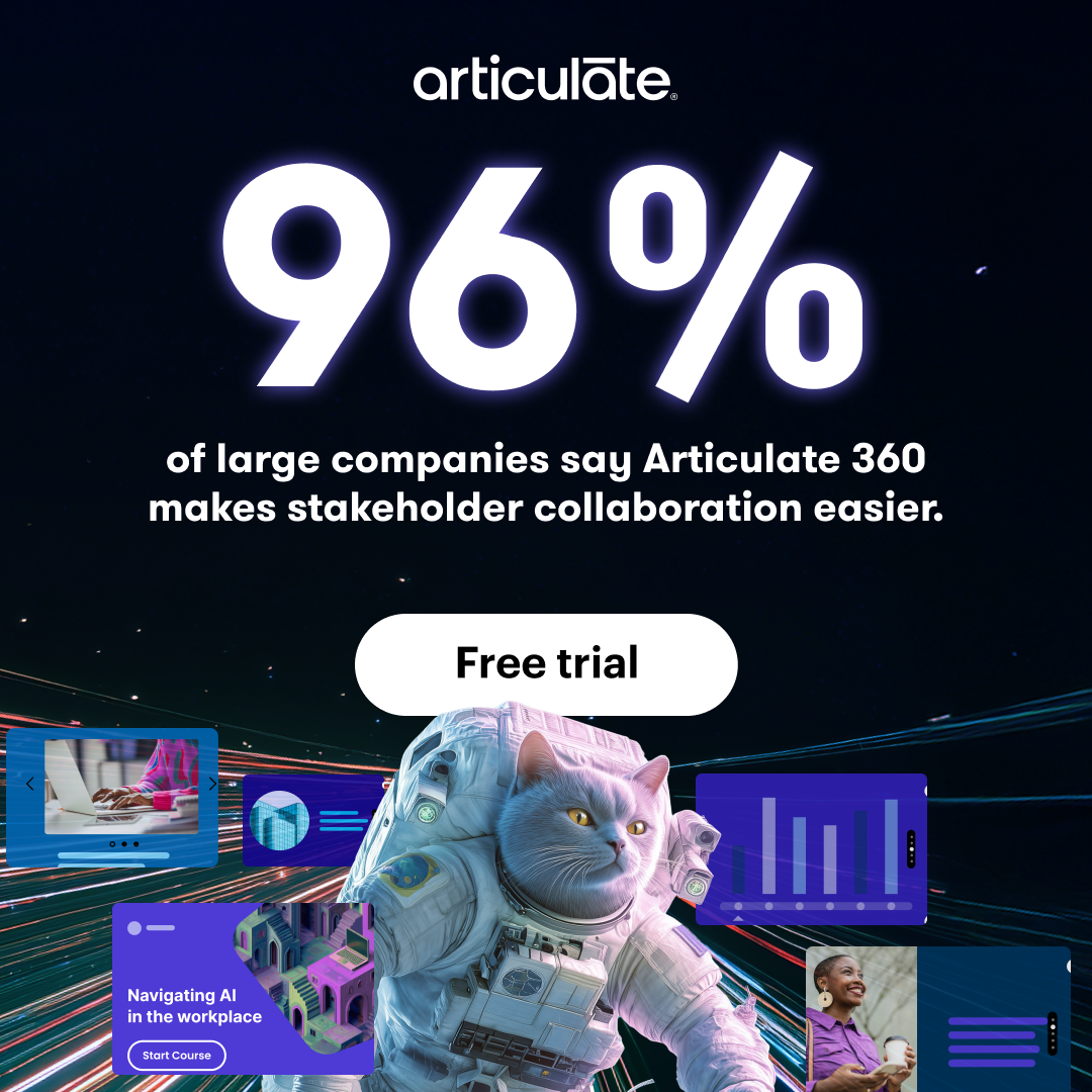 Articulate Facebook ad: Build expert workplace training with ease