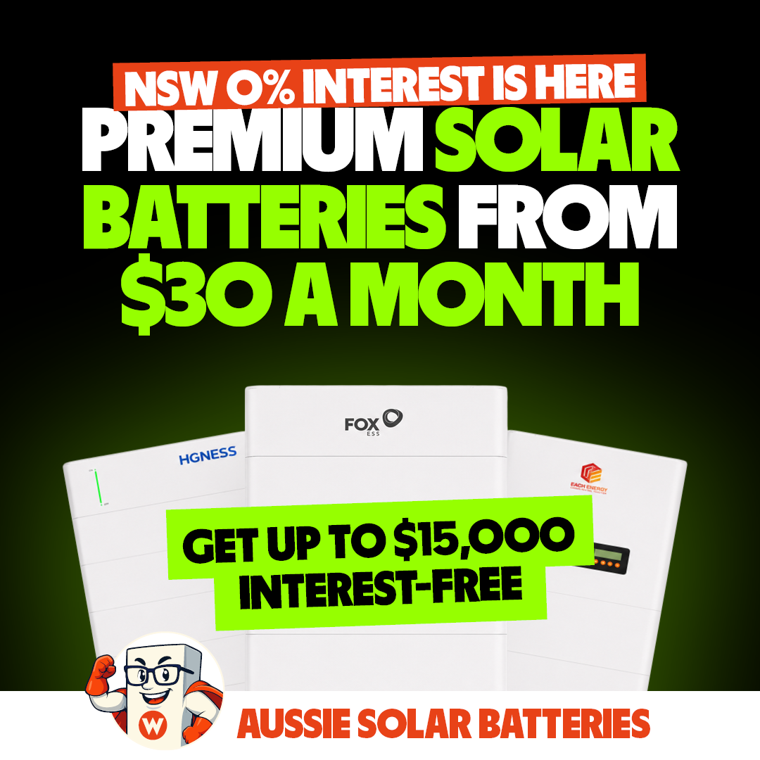 Aussie Solar Batteries Facebook ad: From just $30/month. Own your solar battery!