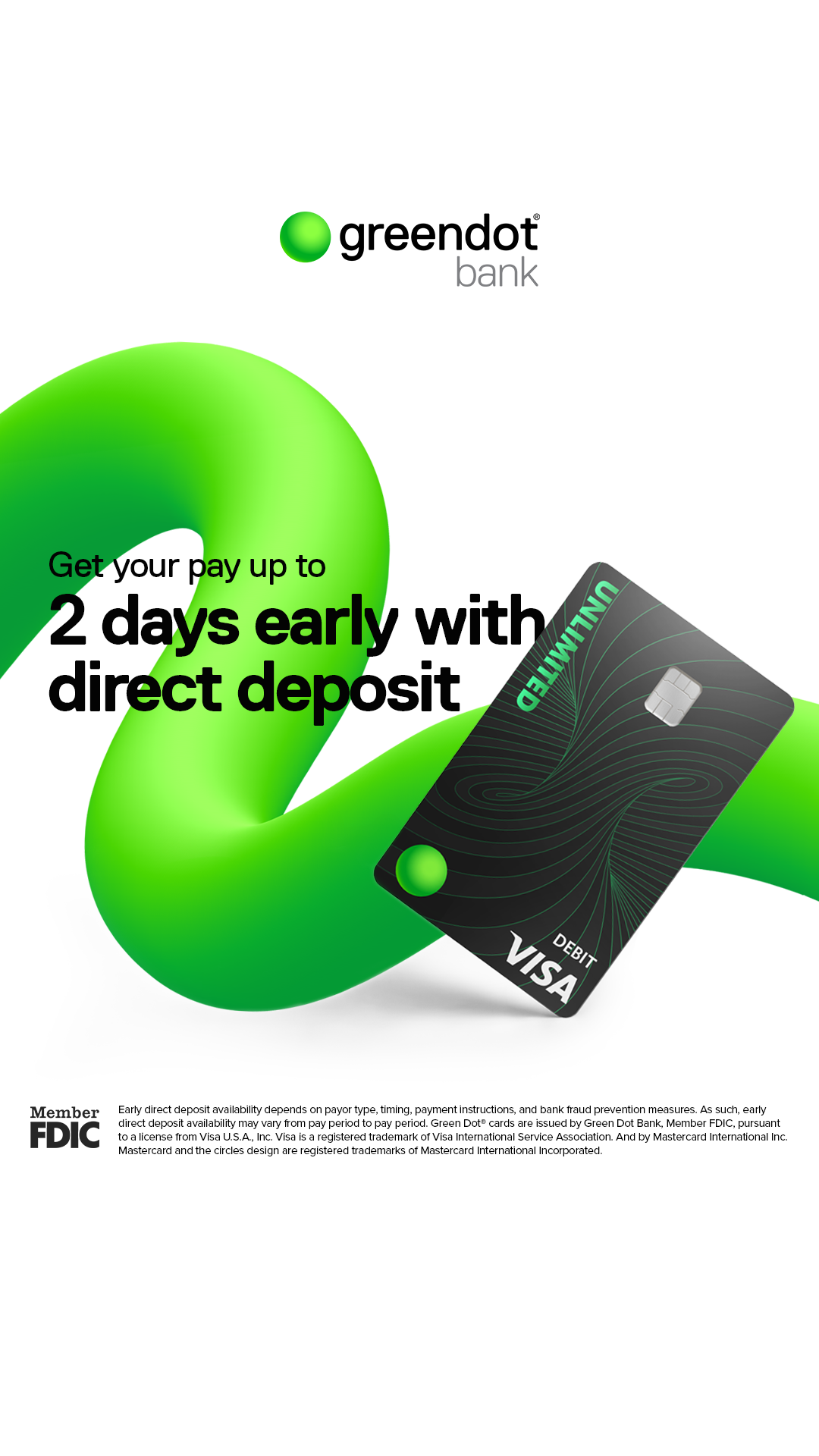 Green Dot Bank Facebook ad: Open your account today
