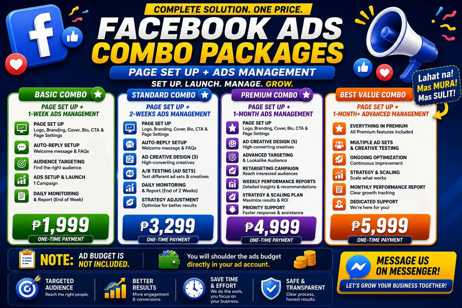 CreatorKick PH Facebook ad: Facebook PAGE SETUP + ADS MANAGEMENT PACKAGES