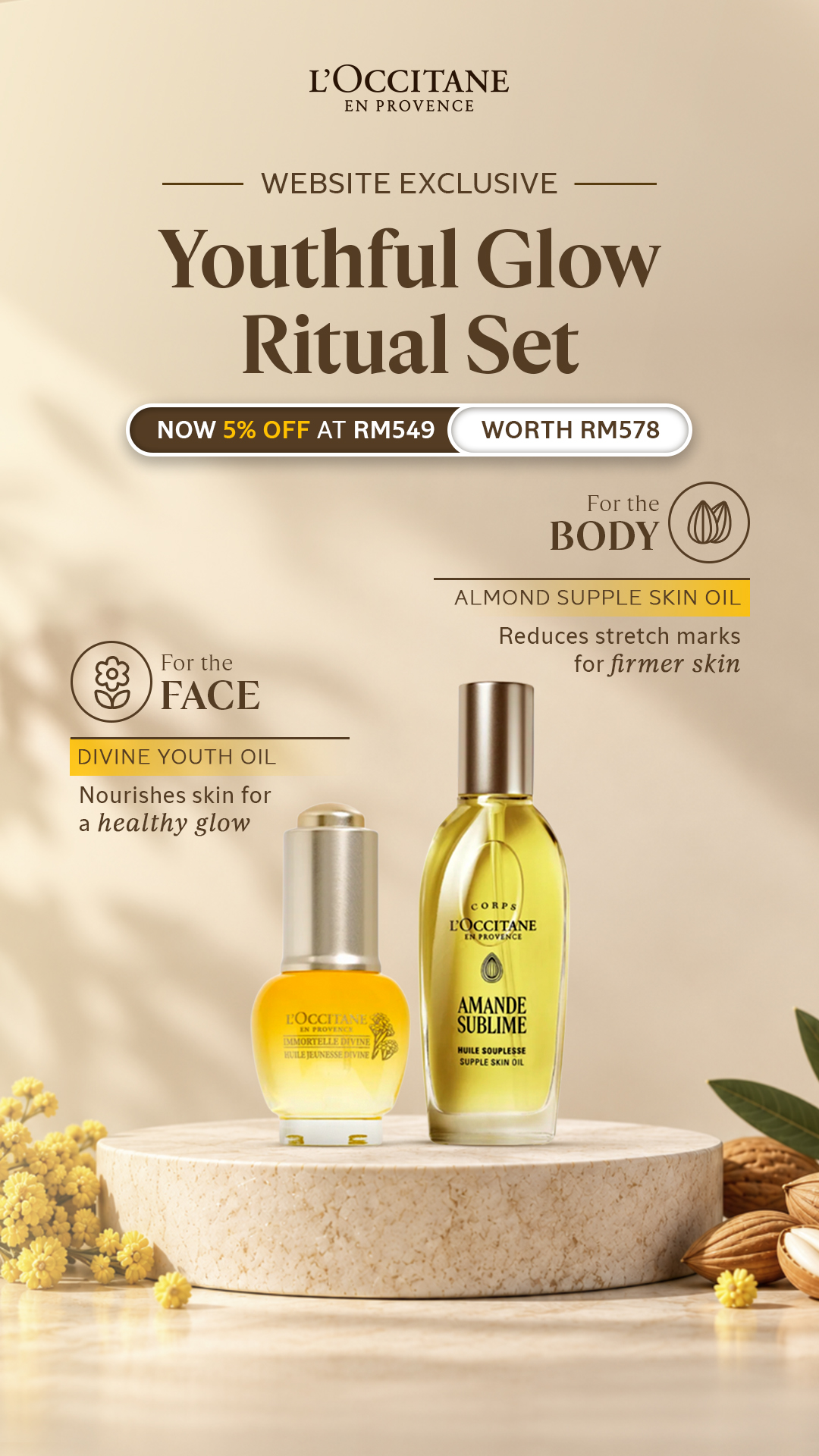 L'OCCITANE en Provence Facebook ad: Youthful Glow Ritual