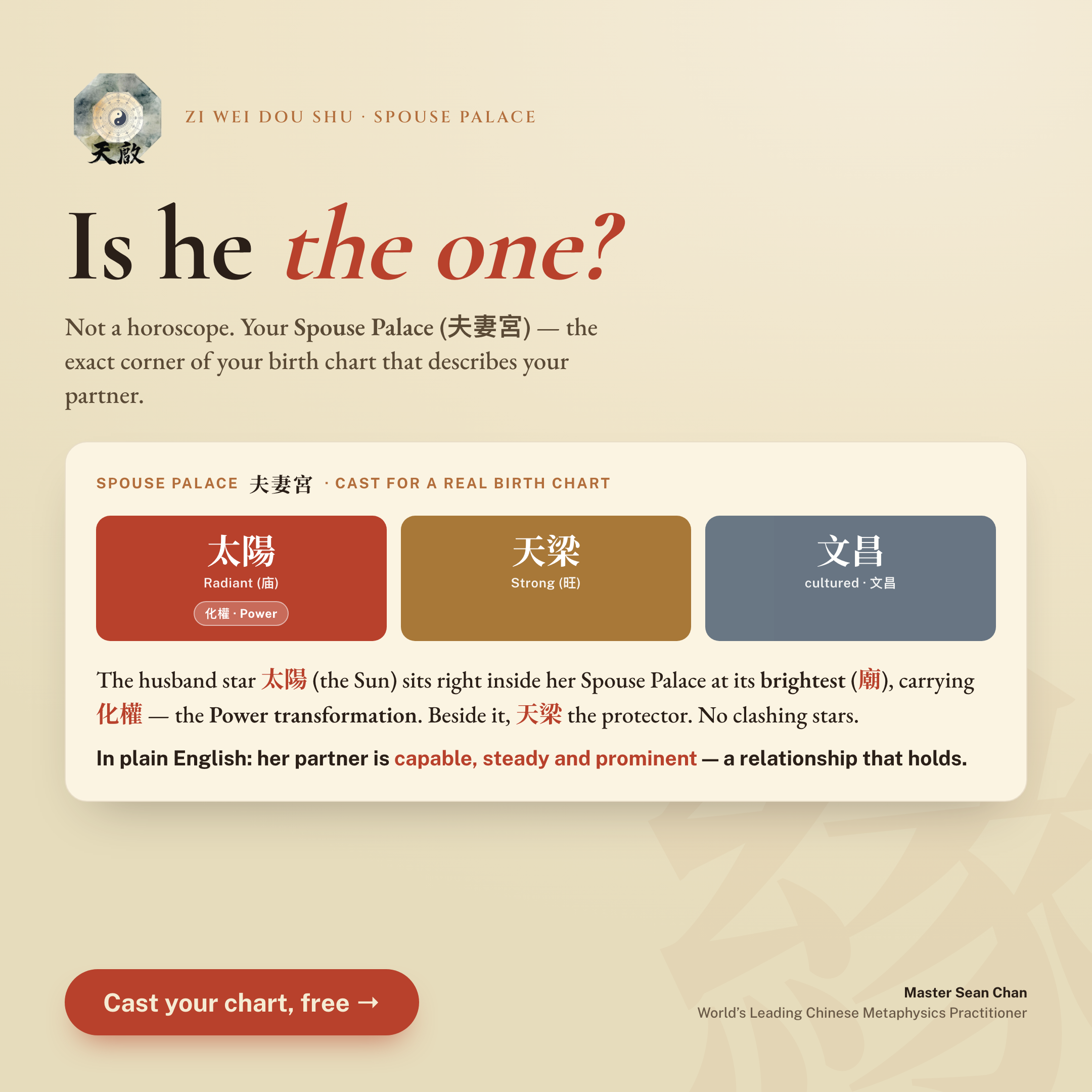 Sean Chan: Chinese Metaphysics Consultant Facebook ad: Is he the one?