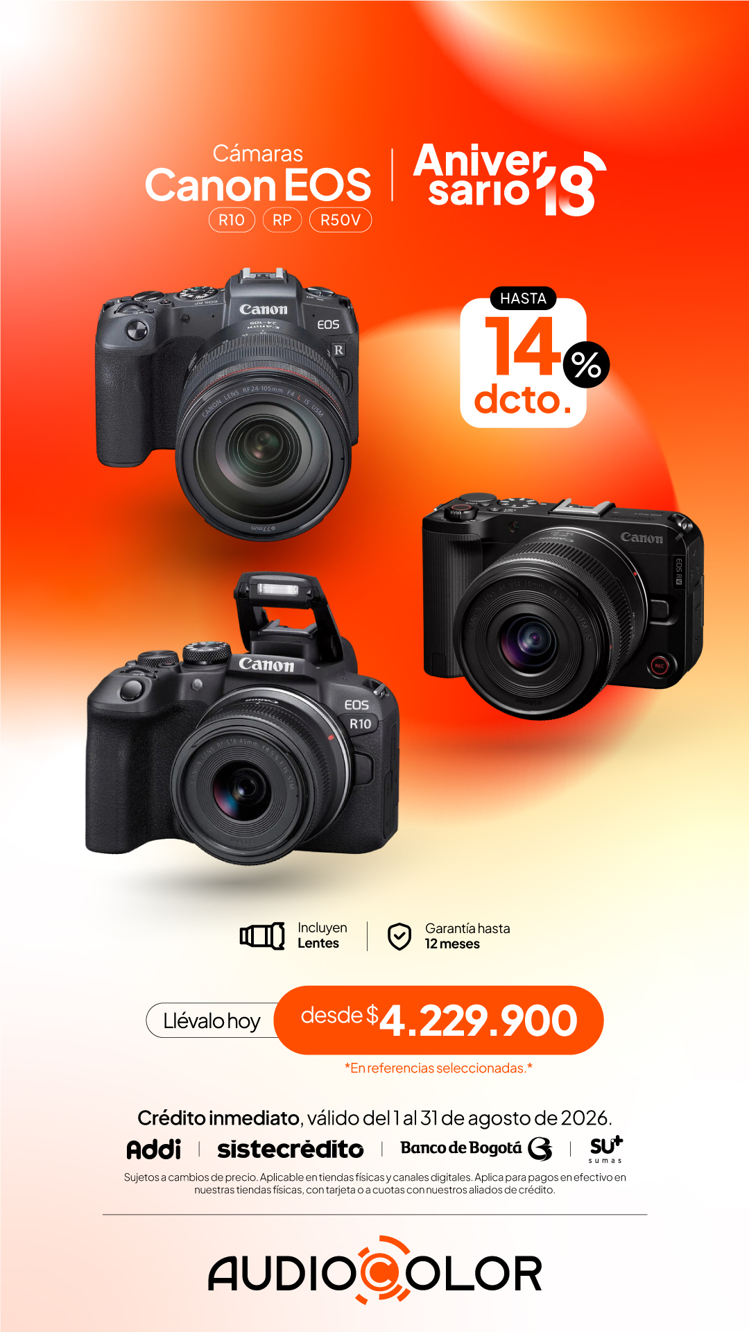 AUDIO COLOR Facebook ad: ¡Estamos de aniversario aquí en AudioColor!