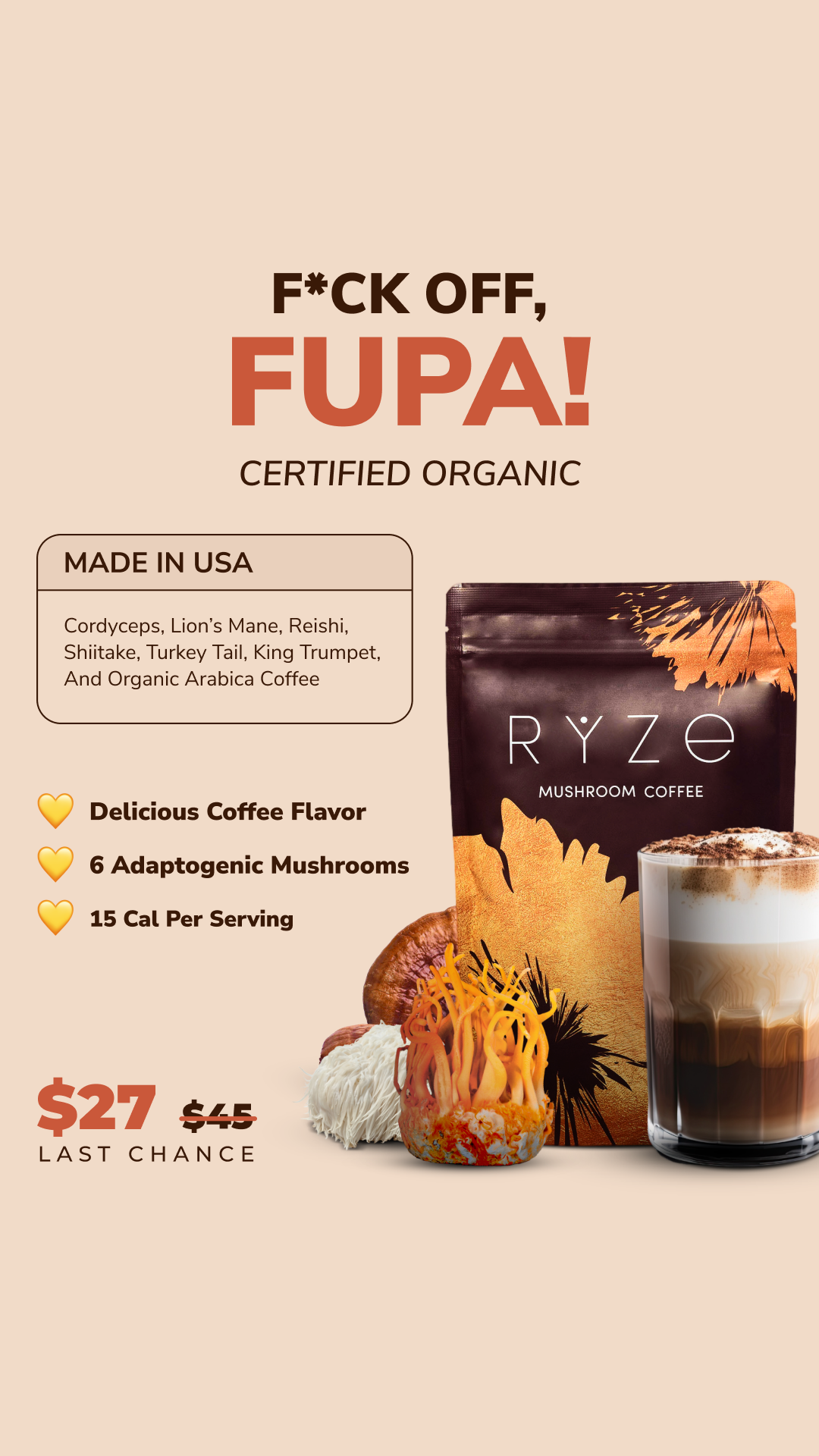 RYZE Superfoods Facebook ad