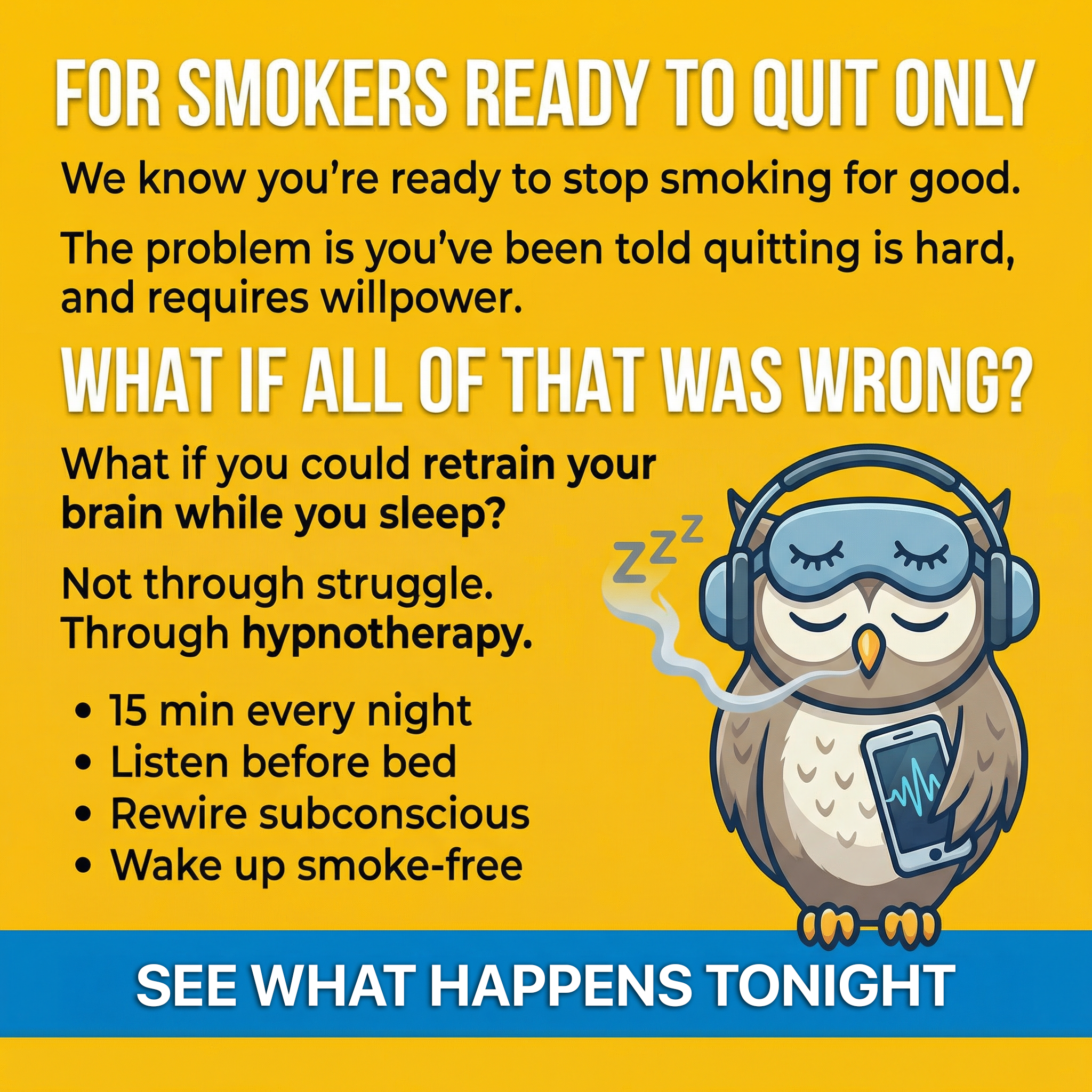 Hypnosis to Stop Smoking Facebook ad
