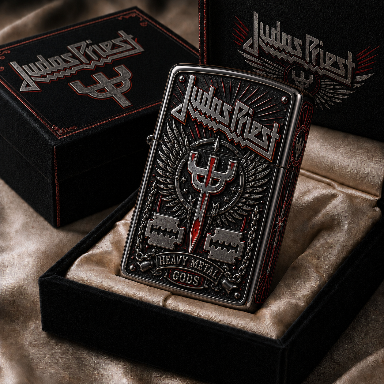 Music Fans Love Facebook ad: Premium Judas Priest Zippo Lighter V2 JPZL1281