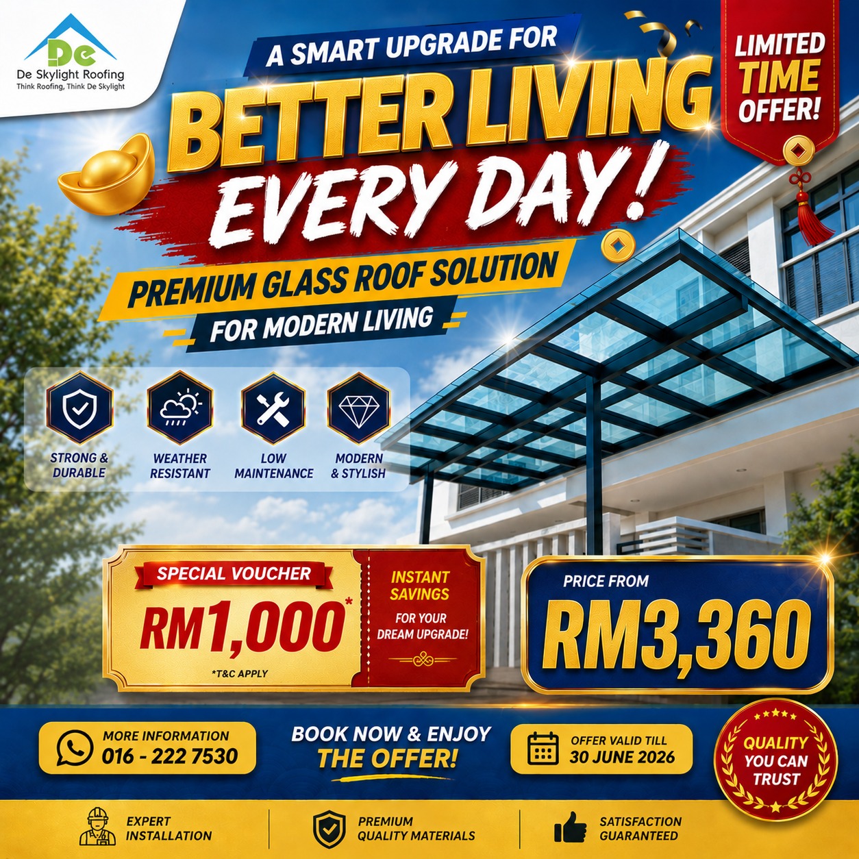 De Skylight Roofing Sdn Bhd Facebook ad: ๐๐๐ญ ๐๐ง ๐๐๐,๐๐๐ ๐๐จ๐ฎ๐๐ก๐๐ซ + Upgrade Yourโฆ