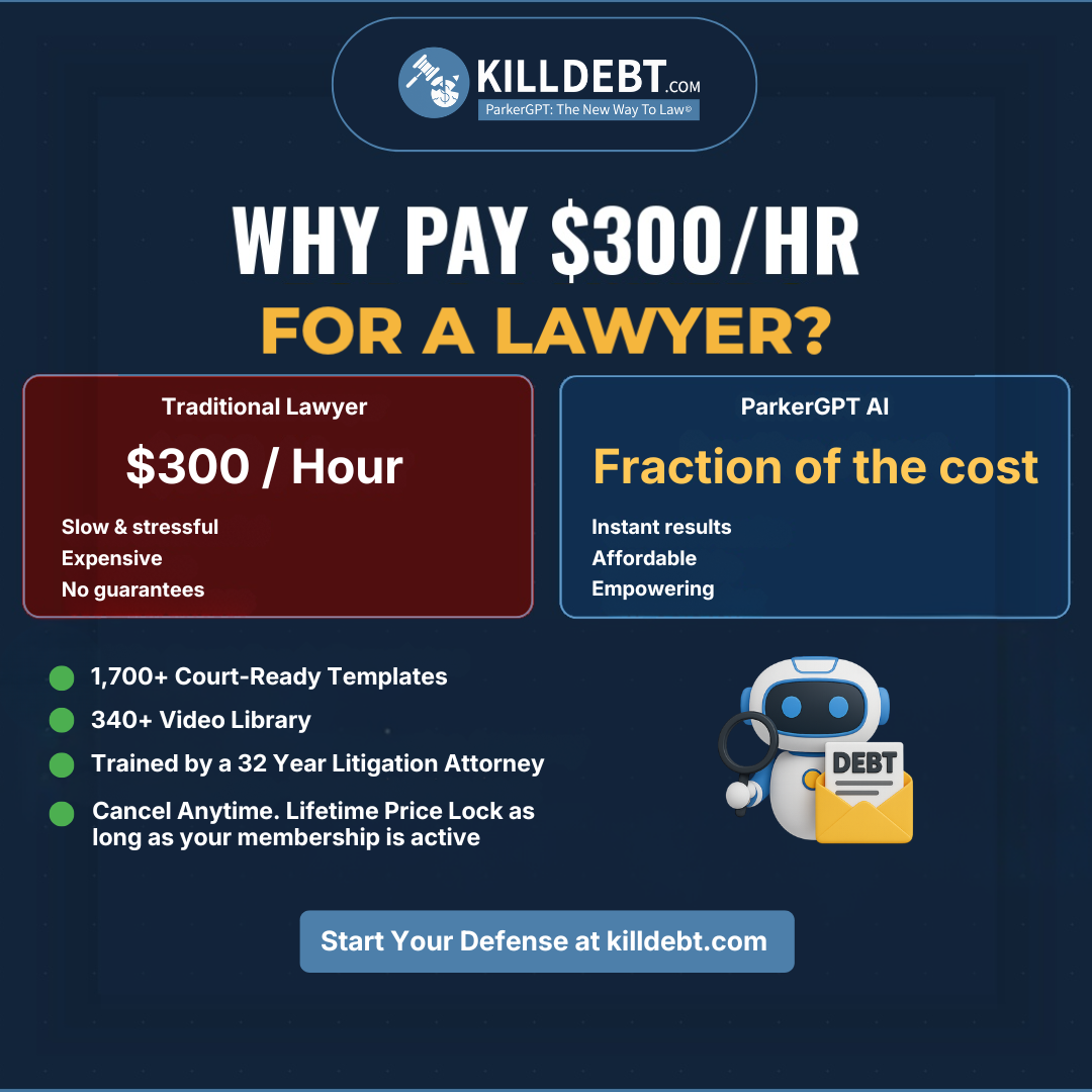 Collection Stopper Facebook ad: Skip the $300/hr Lawyer. Use Our Powerful AI Instead.