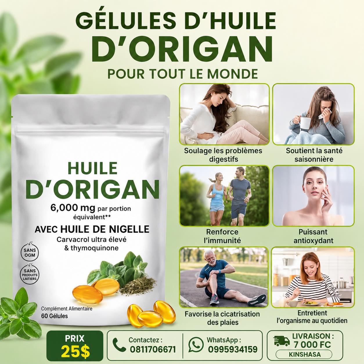 Boost Naturel Kinshasa Facebook ad: Retrouvez votre énergie naturellement avec Oregamix!