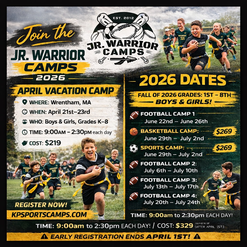2024 Jr. Warrior Football Camps Facebook ad: ***New this year!