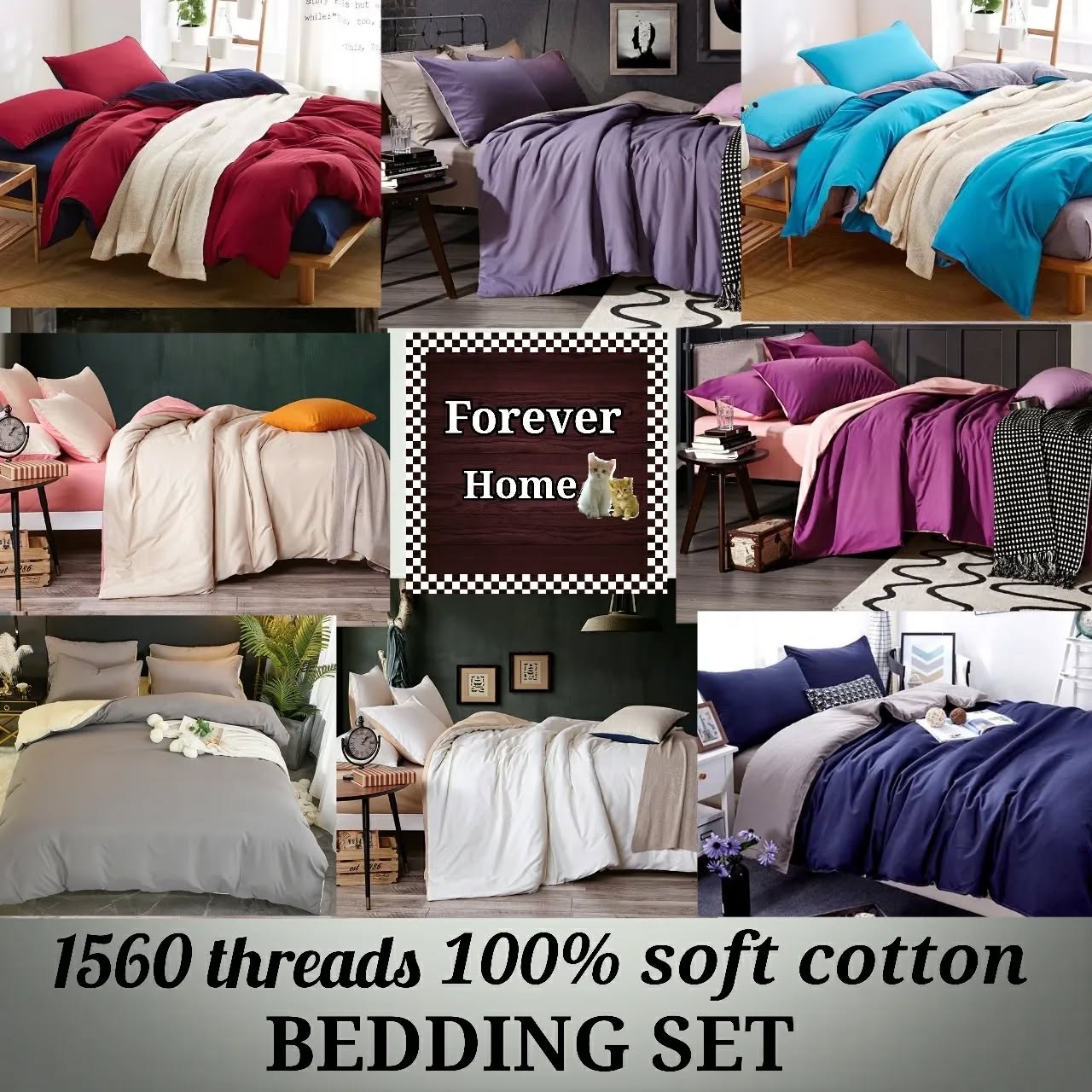 foreverhome888 Facebook ad: 現貨 消費券 全新 顏色 《全新升級柔膚棉1560針》純色S系列床笠寢具套裝