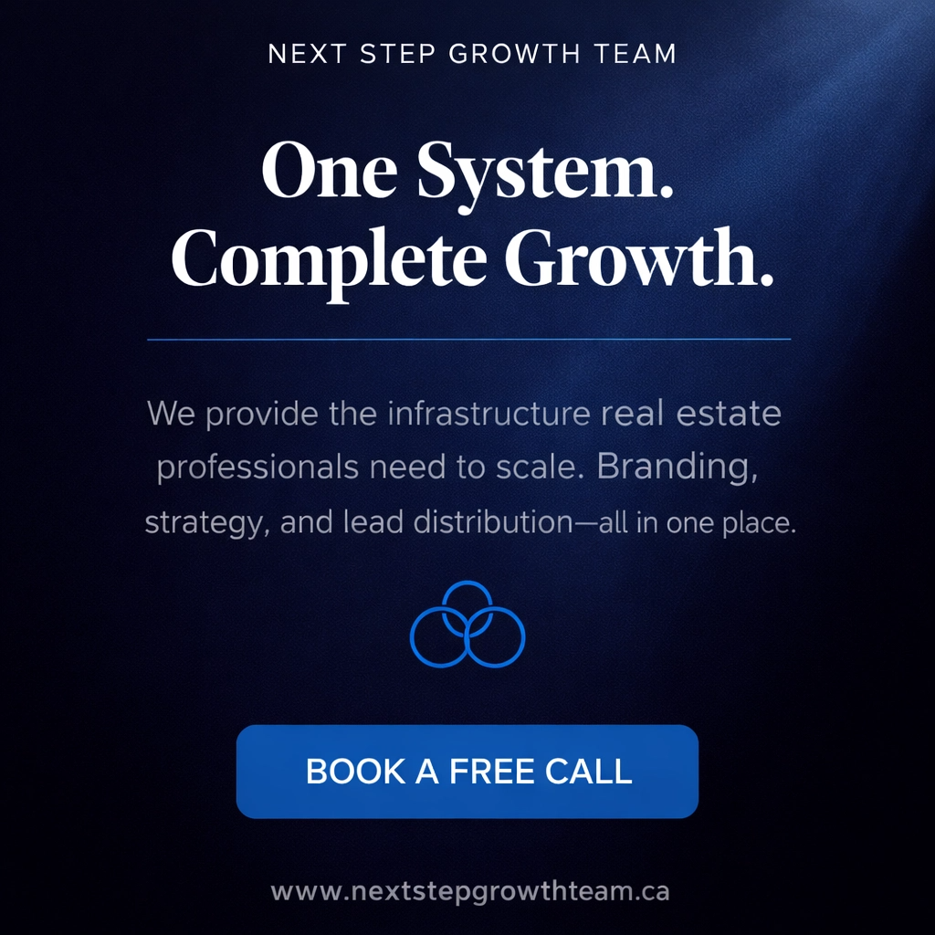 Next Step Growth Team Facebook ad: We provide the infrastructure real estate professionals…