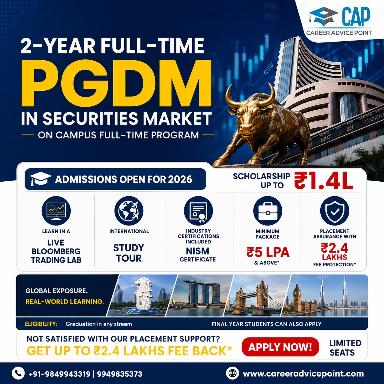 Cap Educational Services Facebook ad: Build a Career in Investments & Financial Markets
