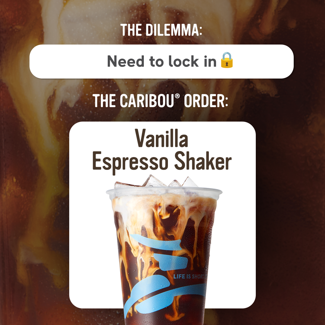 Caribou Coffee Facebook ad: Your emotional support menu just dropped.