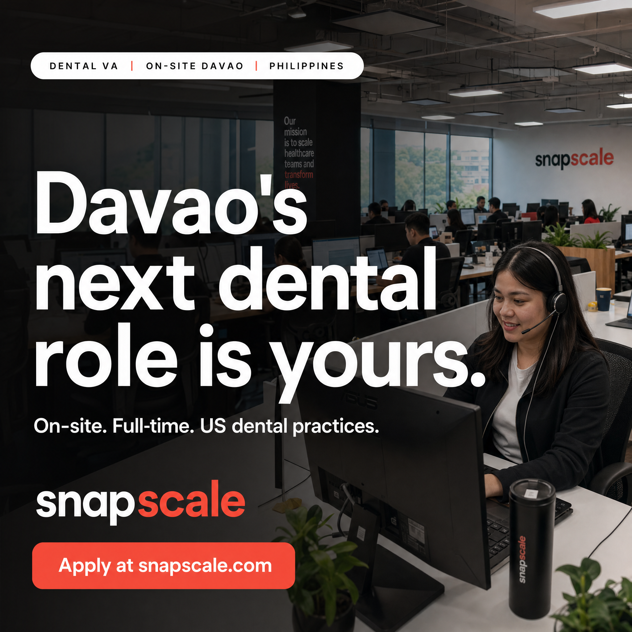 Snapscale.intl Facebook ad: Dental VA, US Dental/Ortho Experience | Work From Home