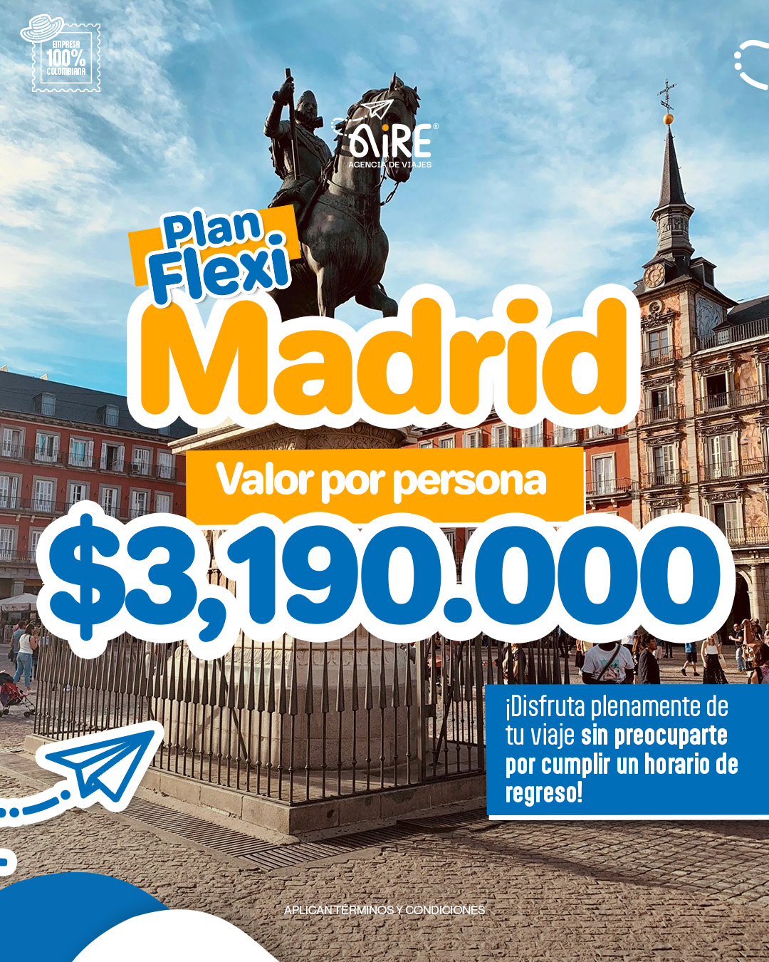 Viajes Aire Facebook ad: Viaja a Madrid con Flexi