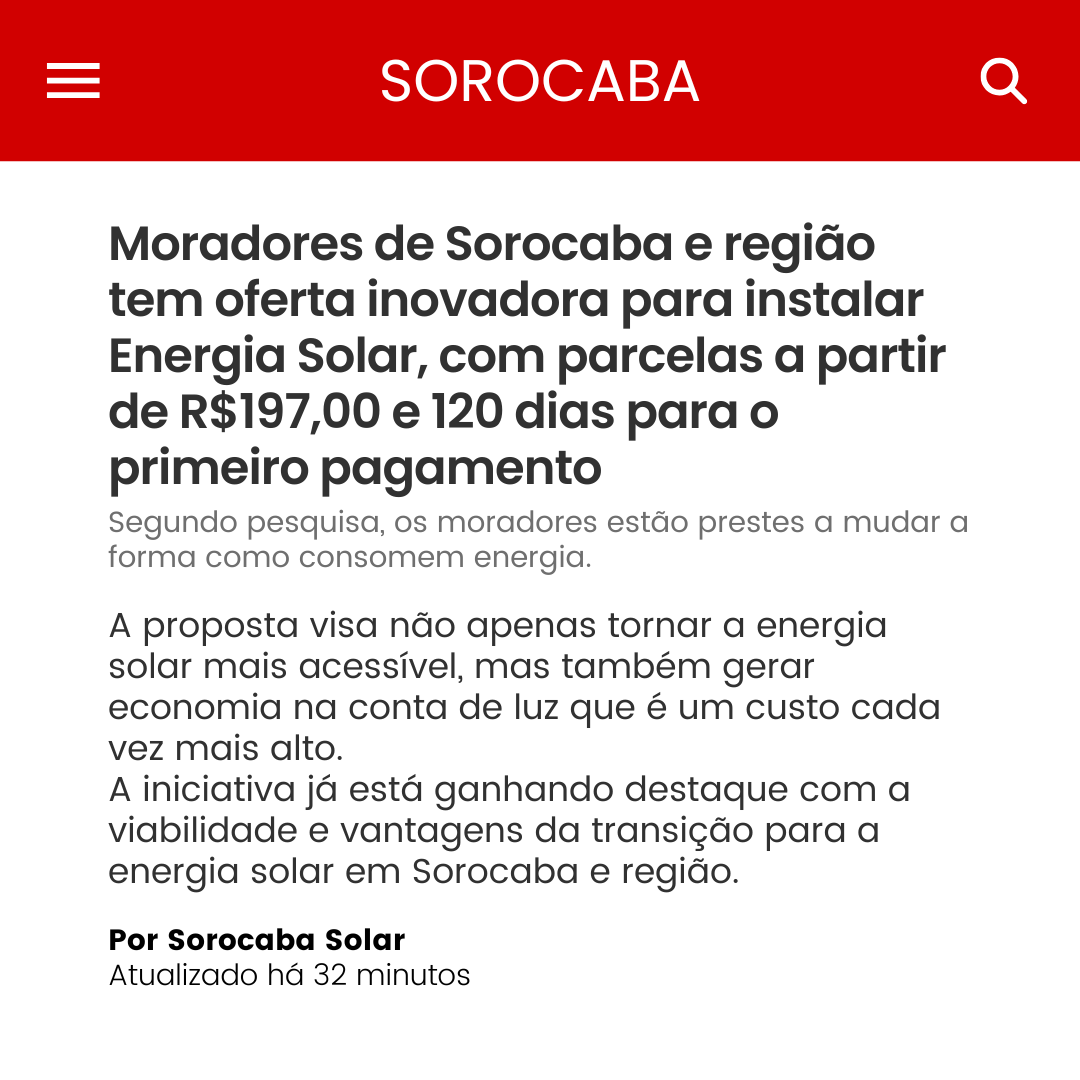 Sorocaba Solar Facebook ad: Converse conosco