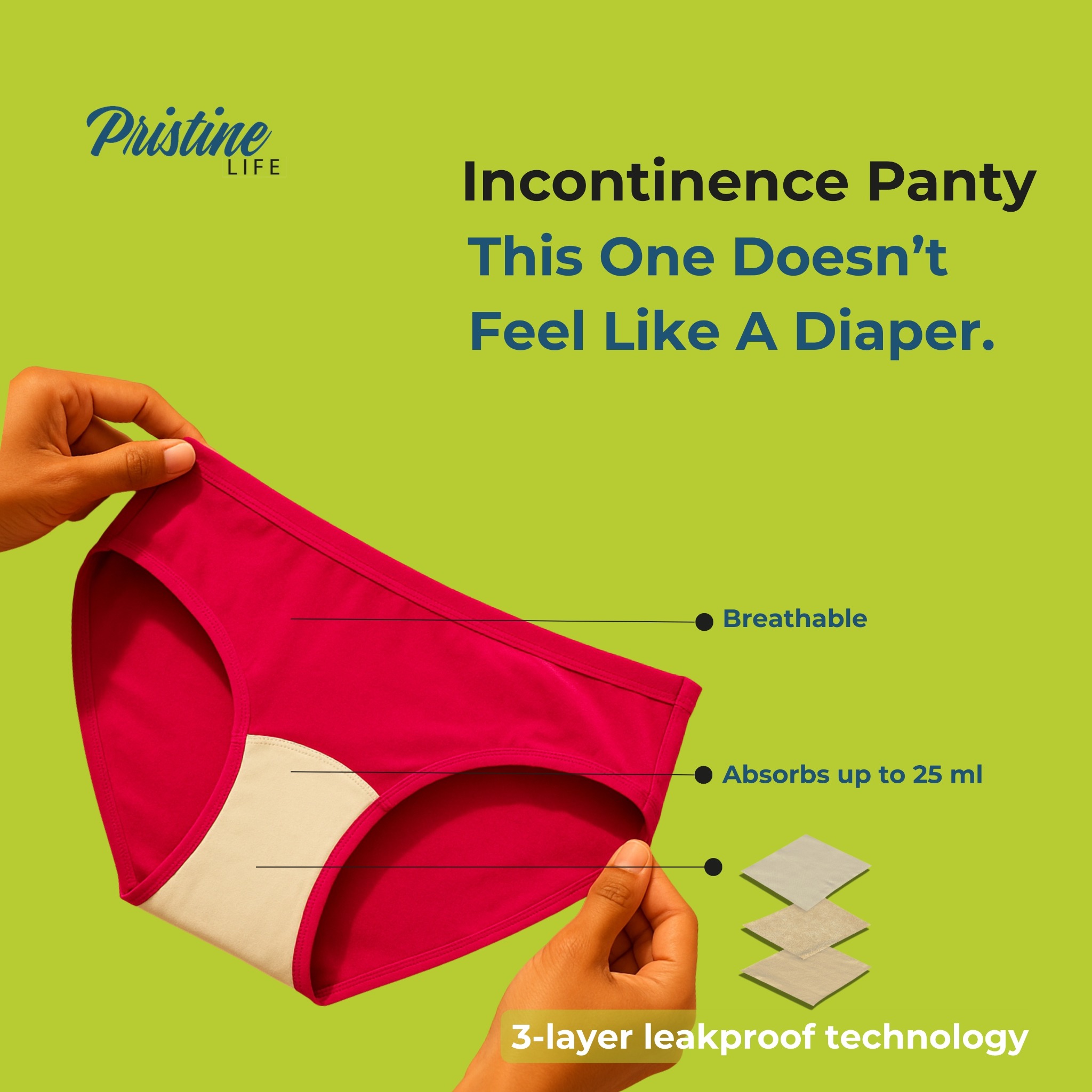 PristineLife4U Facebook ad: All-Day Leak Protection