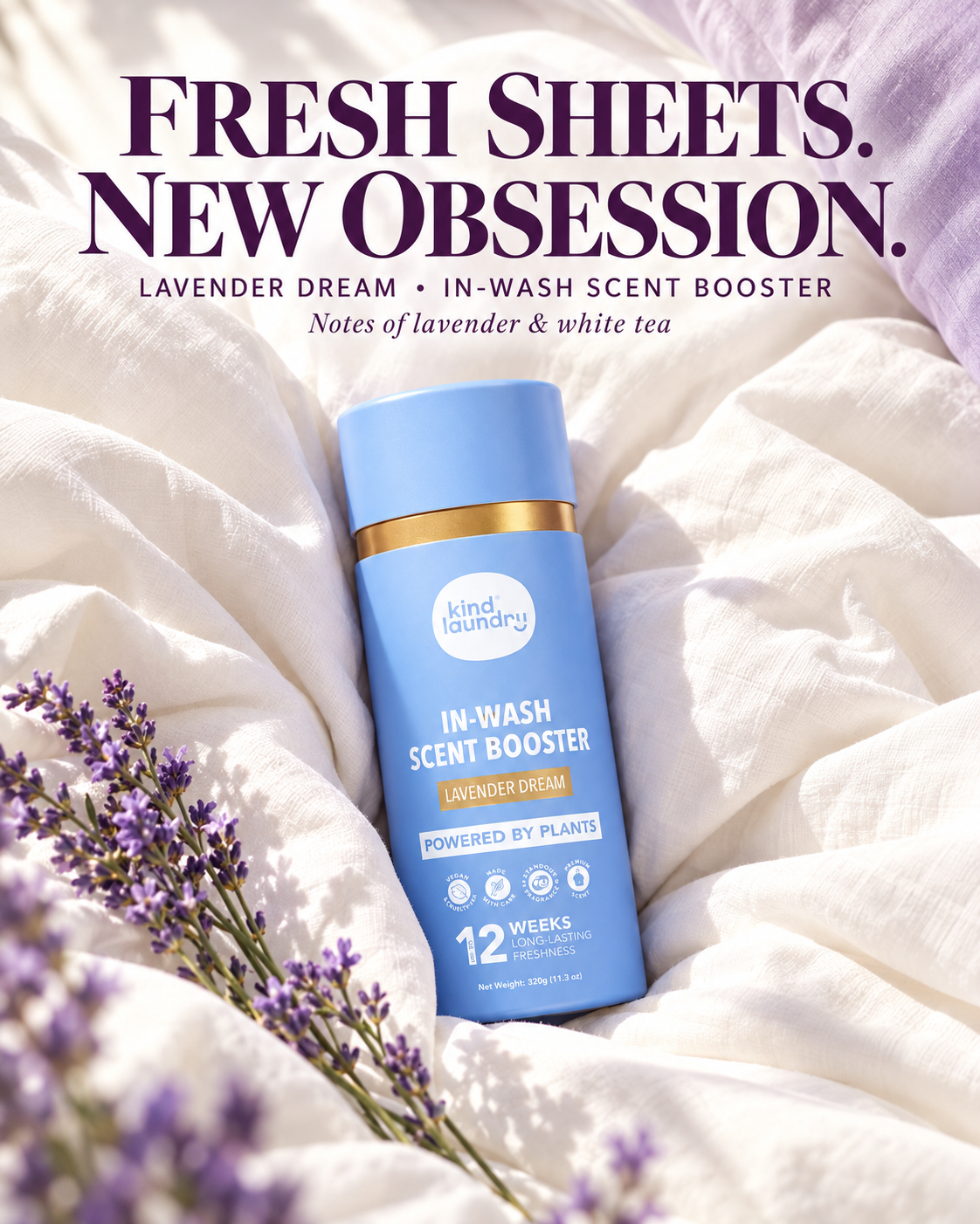 Kind Laundry Facebook ad: Lavender & Eucalyptus That Clings to Every Fiber
