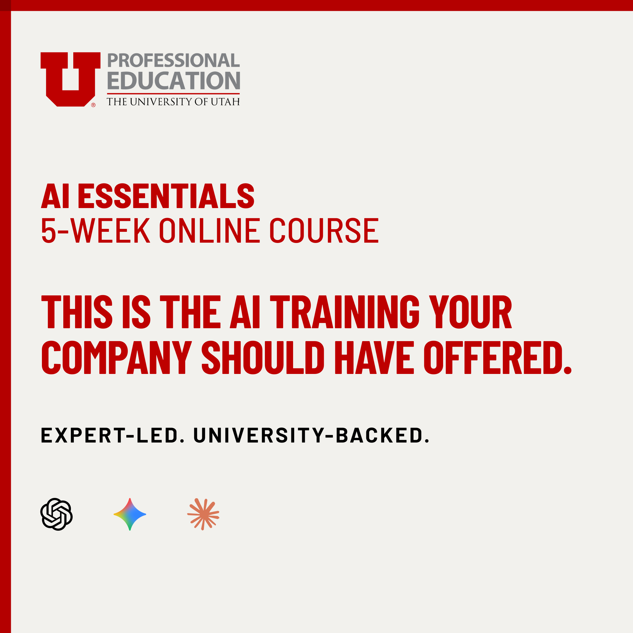 Professional Education at the University of Utah Facebook ad