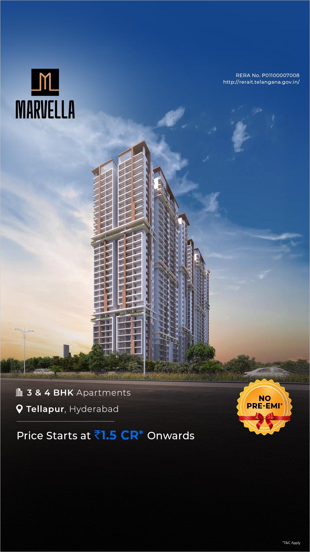 99acres Hyderabad Homes Facebook ad: Bricks Marvella - at Tellapur, Hyderabad