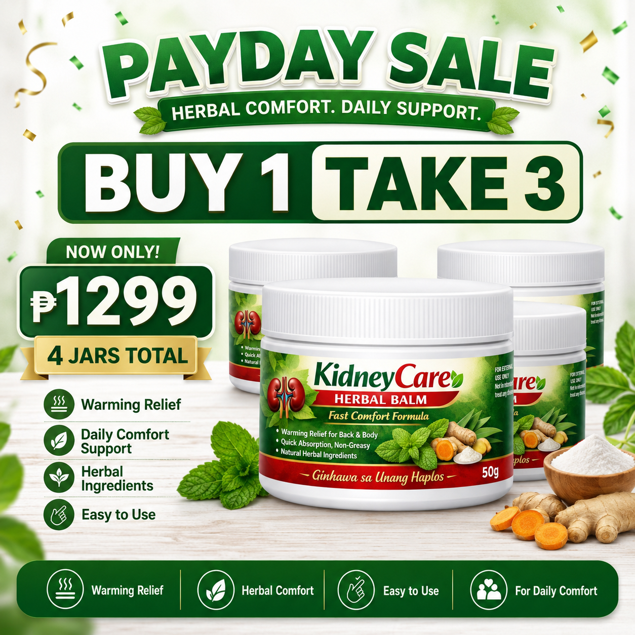 KidneyCare Herbal Balm - Fast Comfort Formula Facebook ad: BIG DISCOUNT ONLY TODAY!