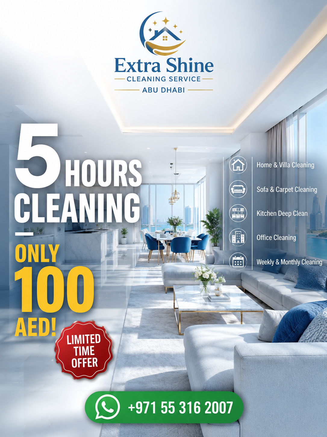 Extra shine cleaning services company Facebook ad