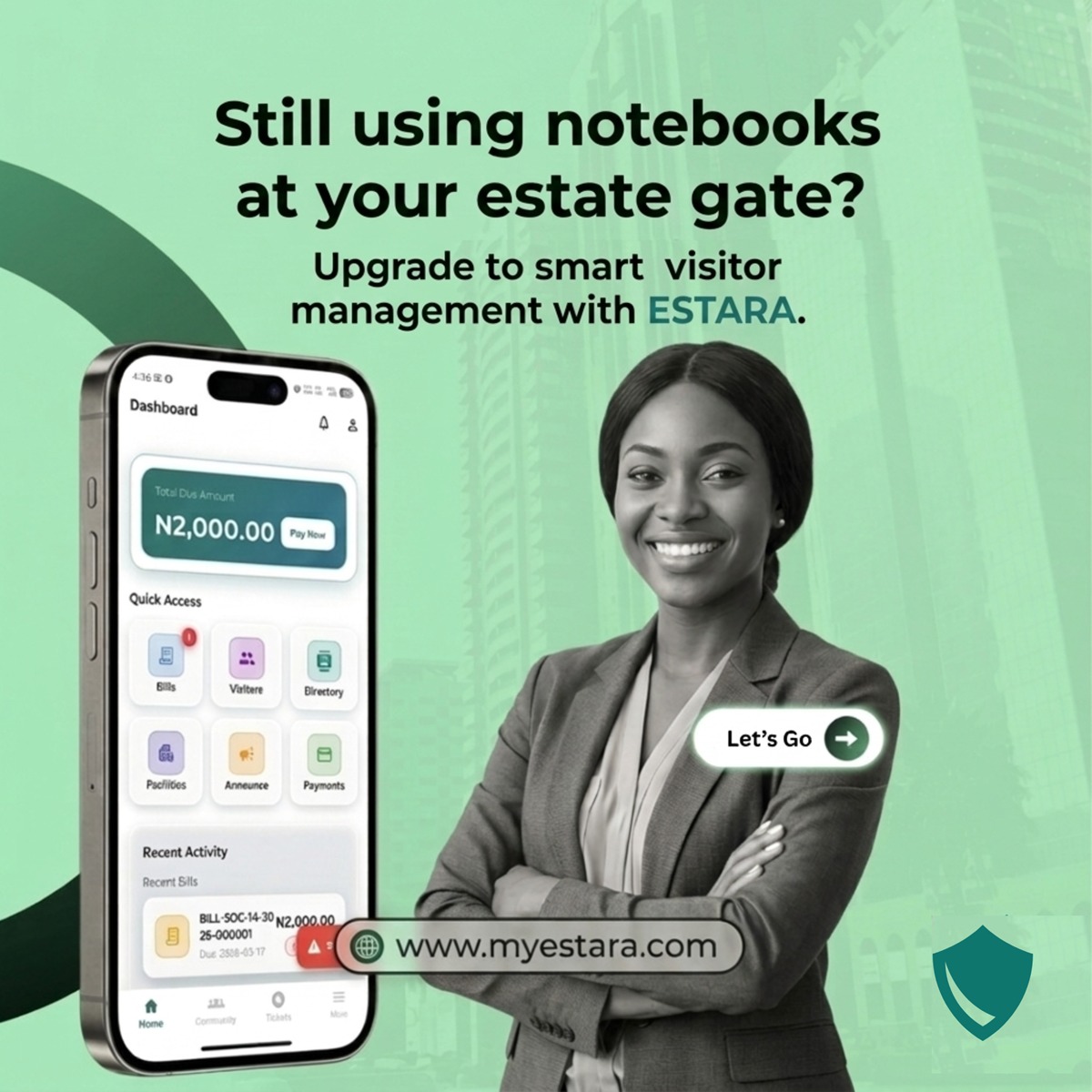 Estara Facebook ad: Still using notebooks to track visitors at your…