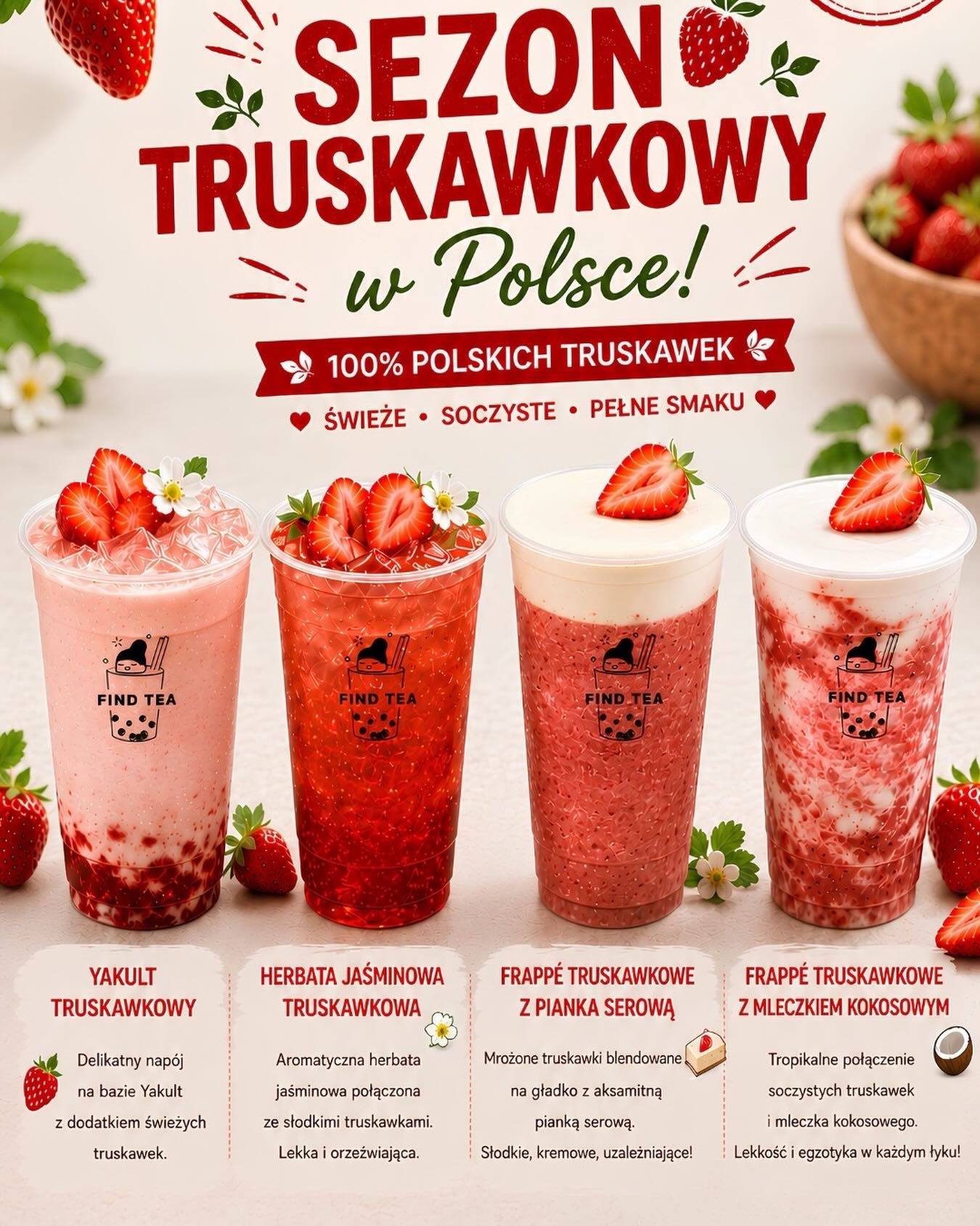 Find Tea Warsaw Facebook ad: Polski sezon truskawkowy trwa!