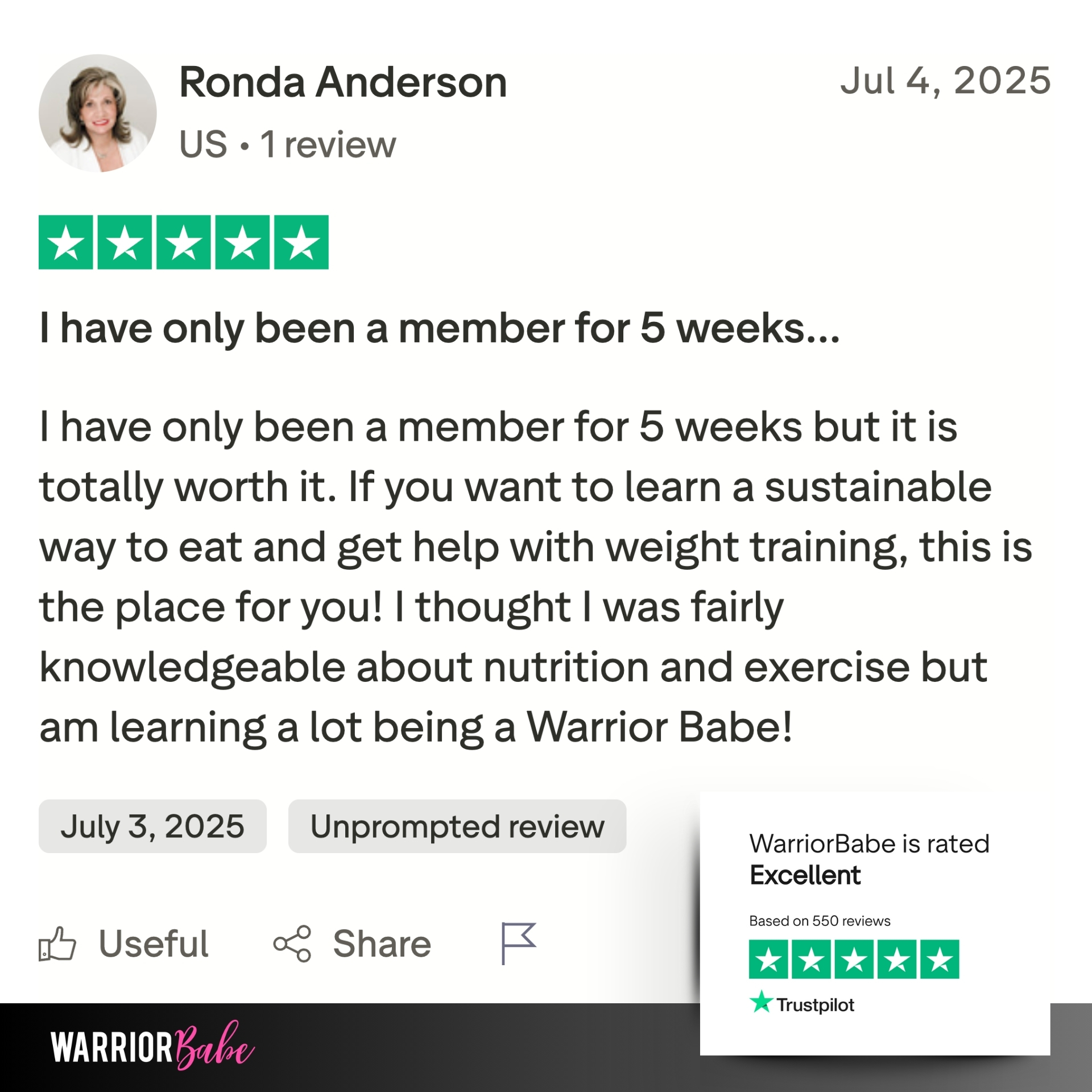 WarriorBabe Facebook ad
