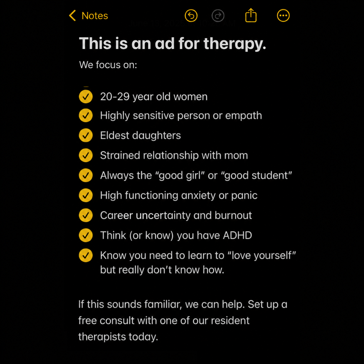 True Self Counselling Facebook ad