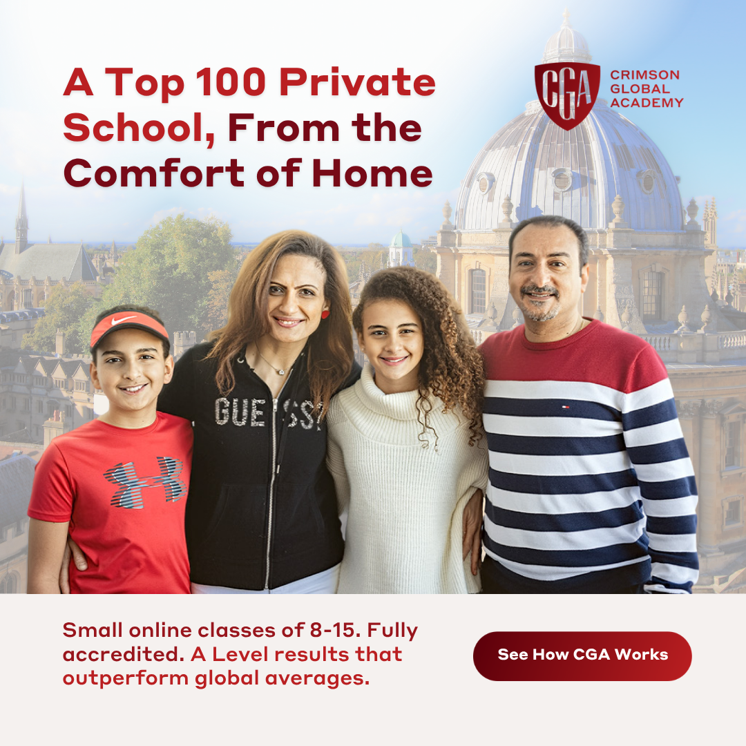 Crimson Global Academy Facebook ad from Apr 28, 2026
