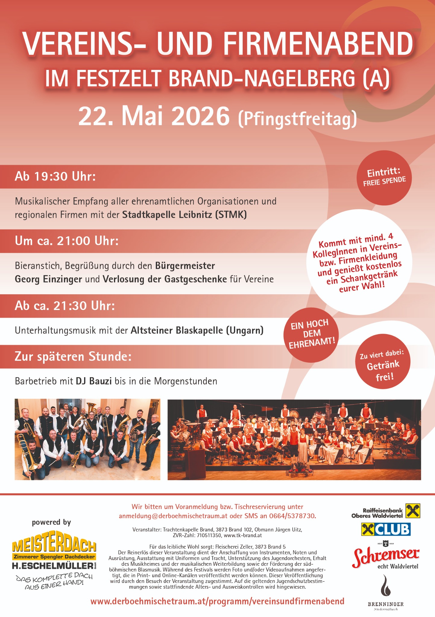 Der böhmische Traum - Int. Blasmusikfestival zum Mitmachen Facebook ad: Vereins- & Firmenabend 2026 - Wir sagen DANKE!