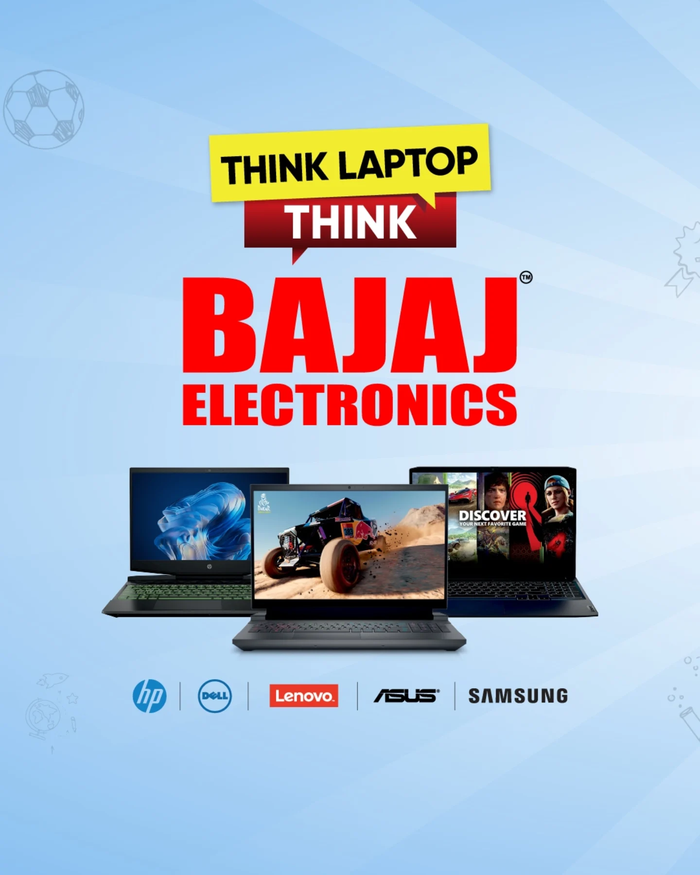 Bajaj Electronics Facebook ad: This season, every laptop purchase at Bajaj Electronics…