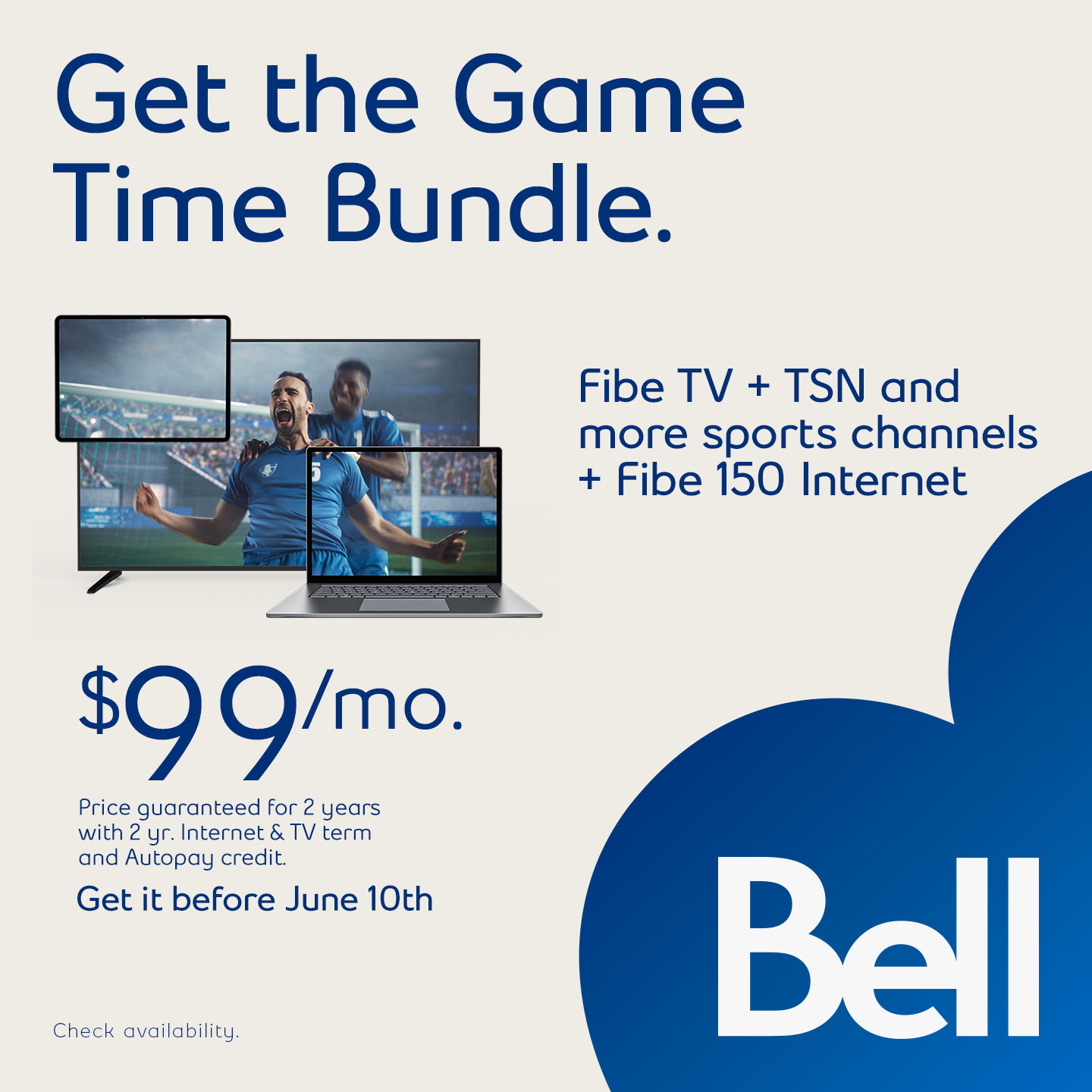 Bell Canada Facebook ad from Jul 1, 2026