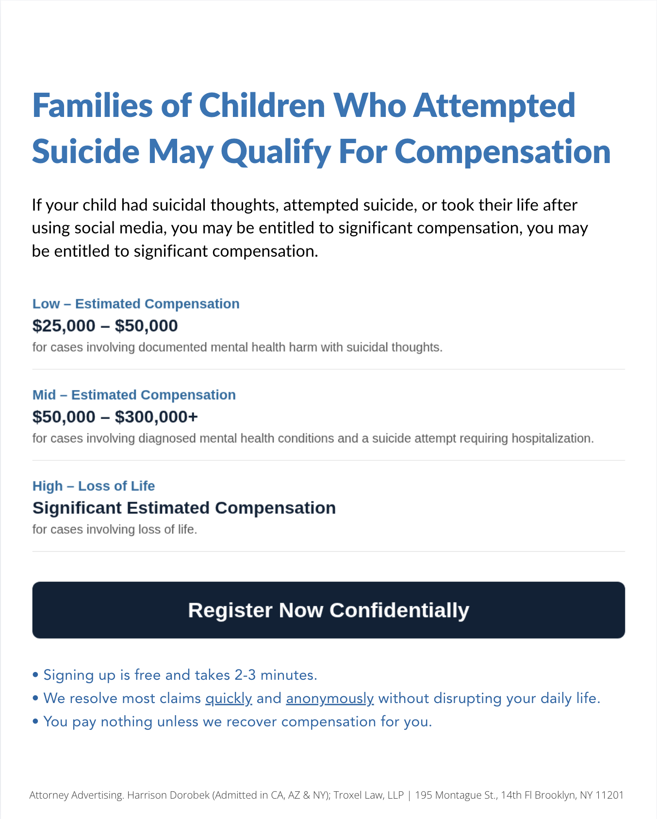 Parents Compensation Claims Facebook ad
