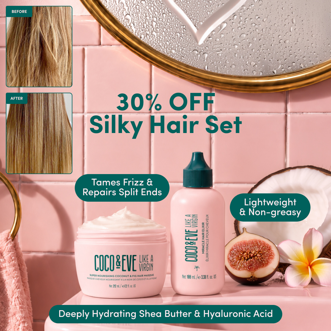 Coco & Eve Facebook ad: 30% Off the Silky Hair Set